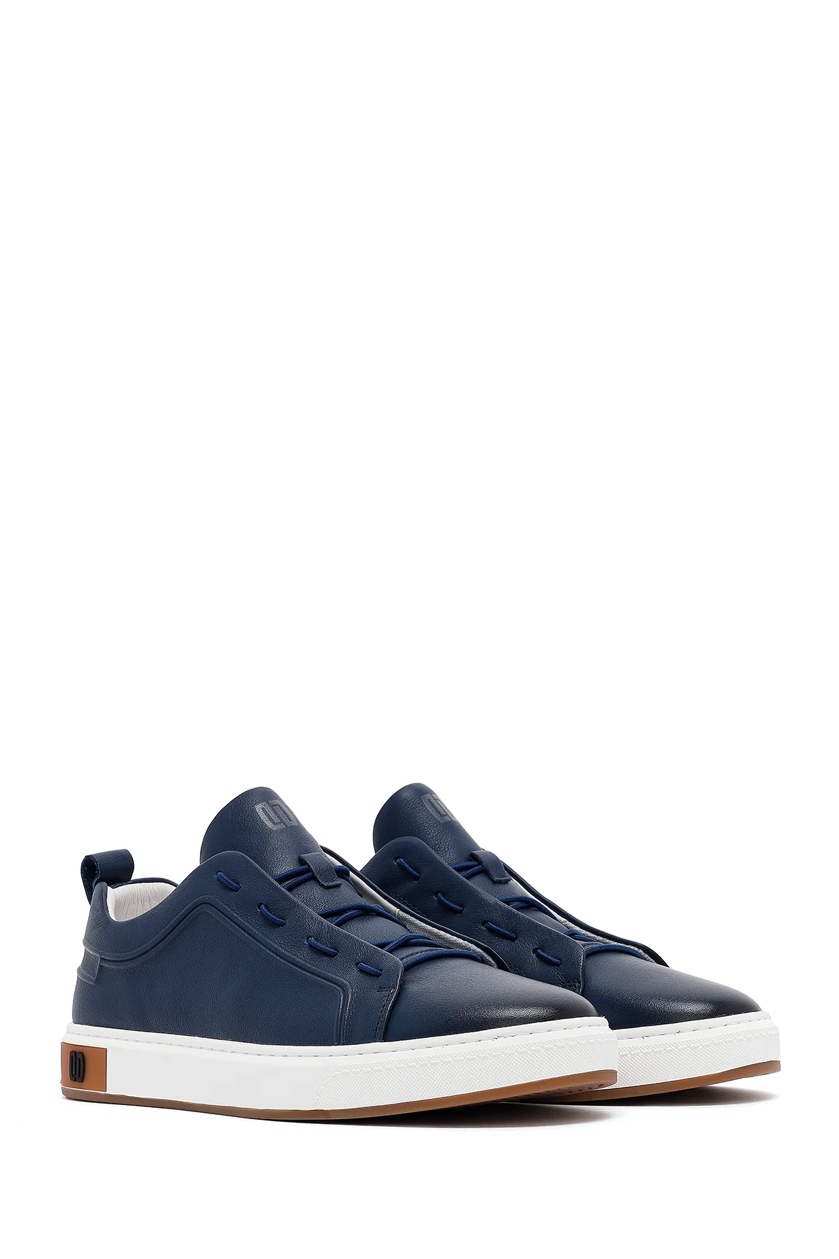 Erkek Lacivert Deri Sneaker - Image 2