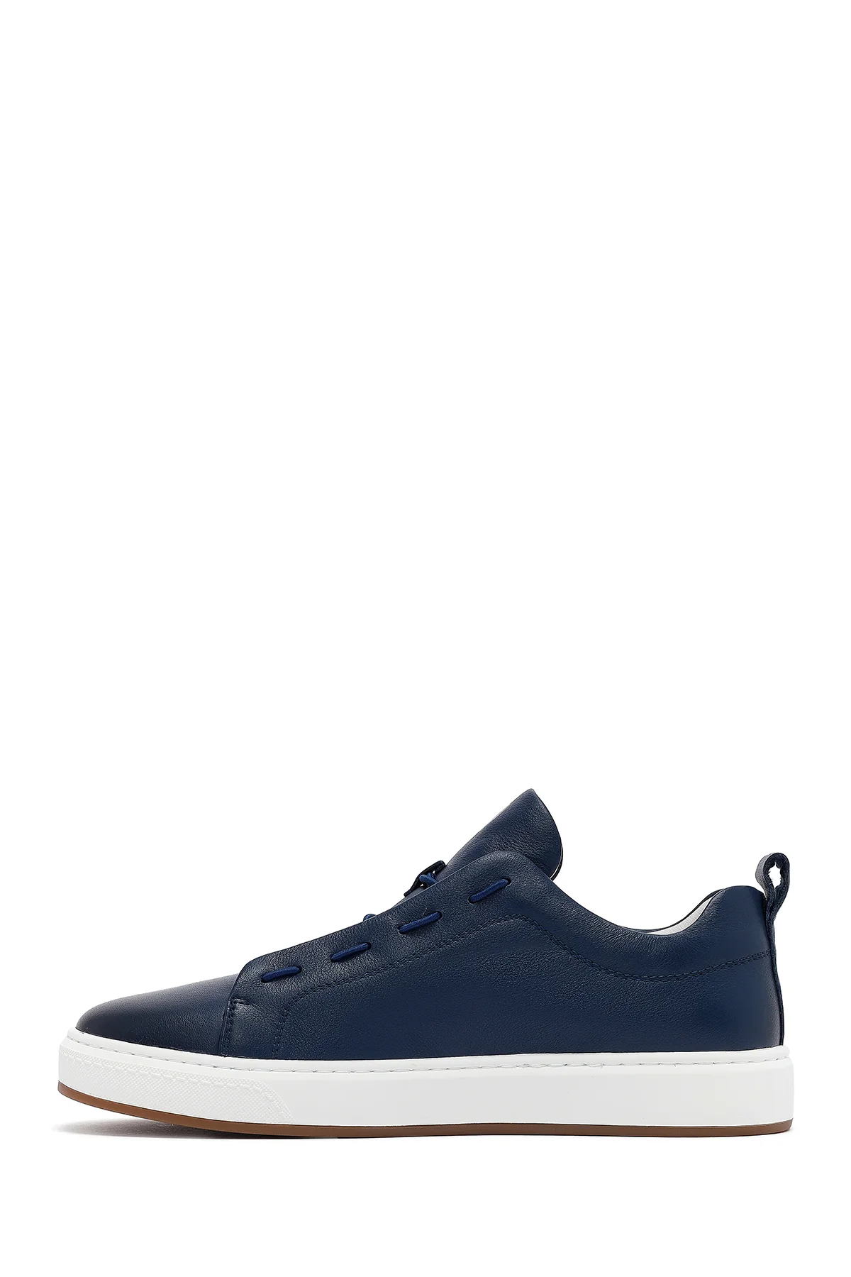 Erkek Lacivert Deri Sneaker - Image 3