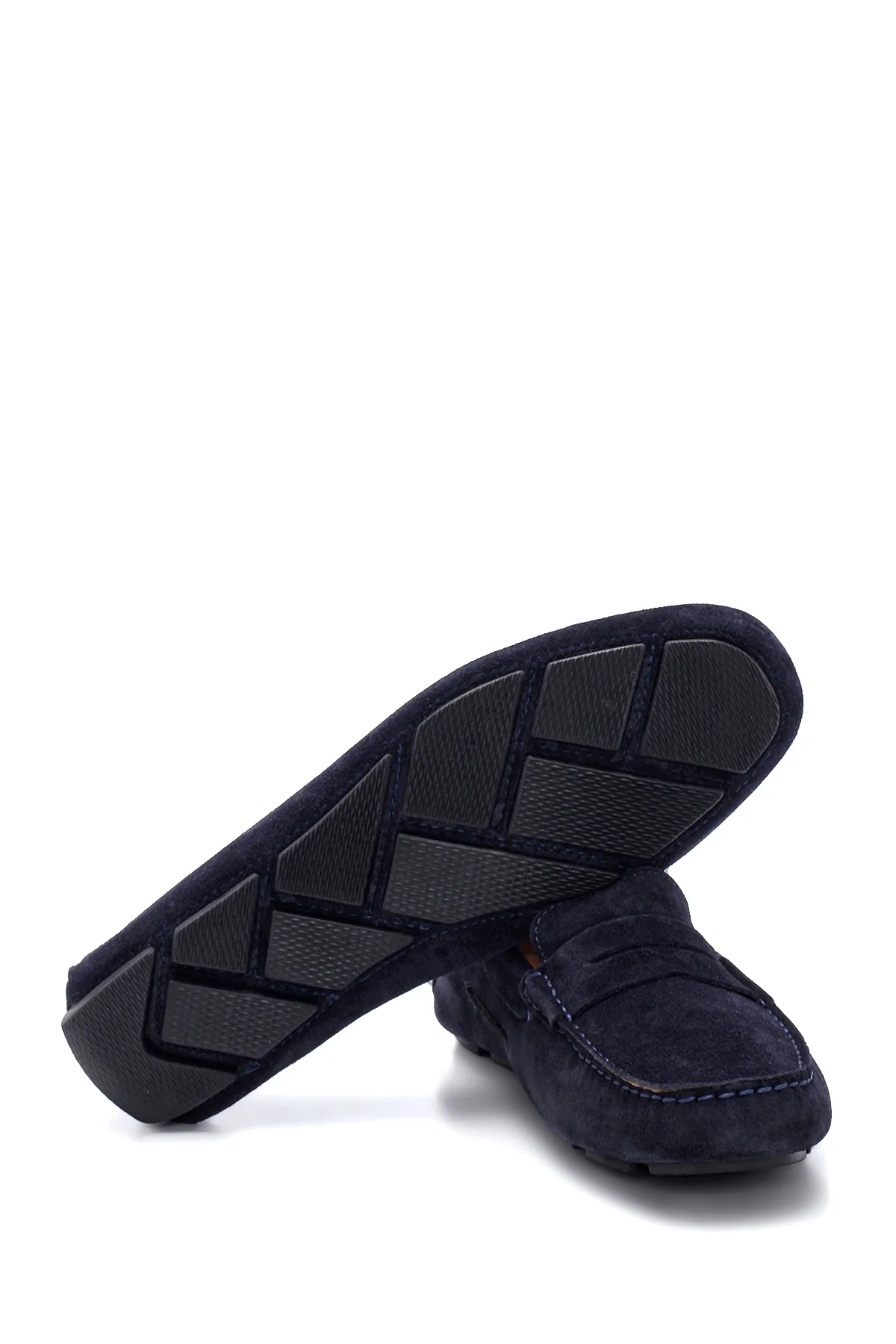 Erkek Lacivert Deri Süet Casual Loafer - Image 4