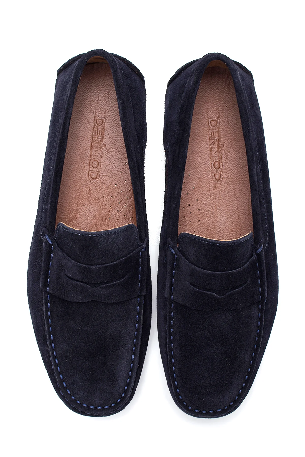 Erkek Lacivert Deri Süet Casual Loafer - Image 7