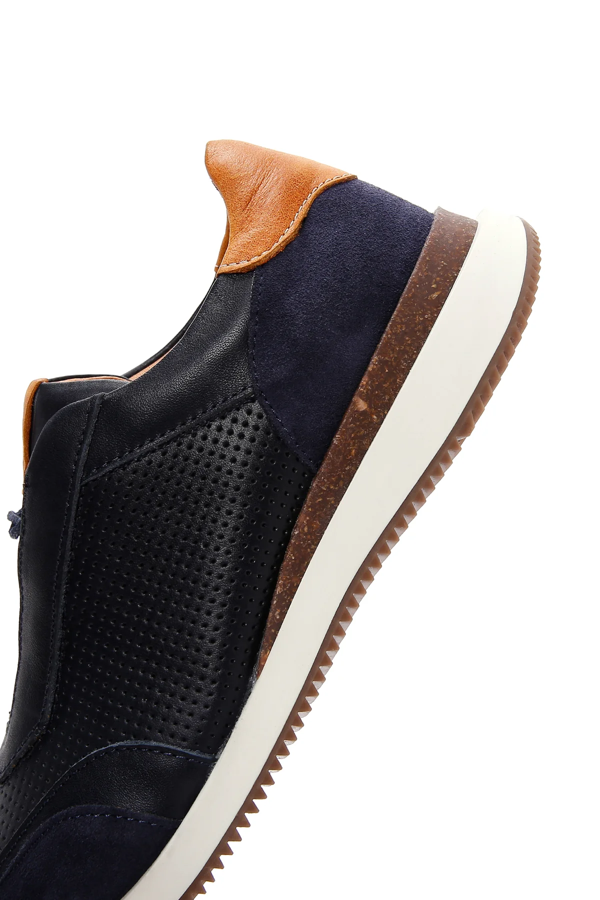 Erkek Lacivert Deri Süet Detaylı Sneaker - Image 7