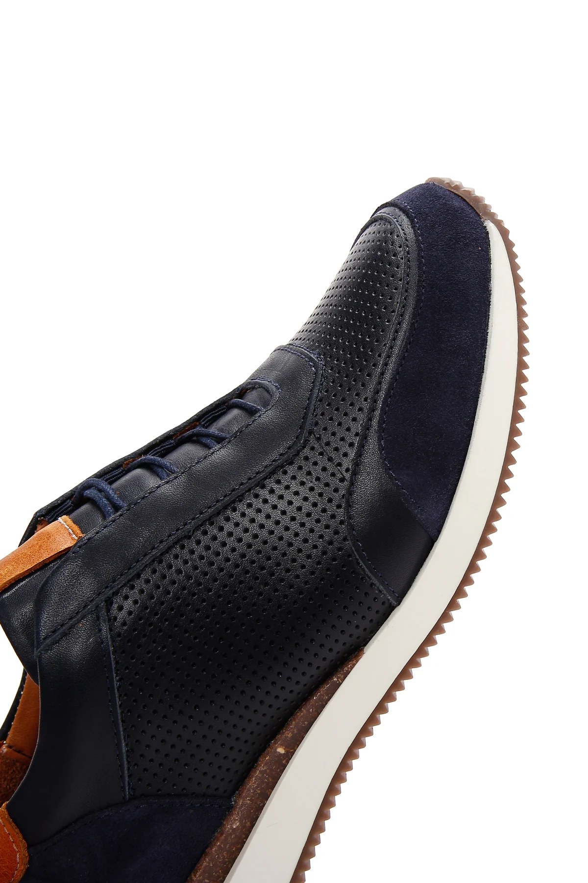 Erkek Lacivert Deri Süet Detaylı Sneaker - Image 9
