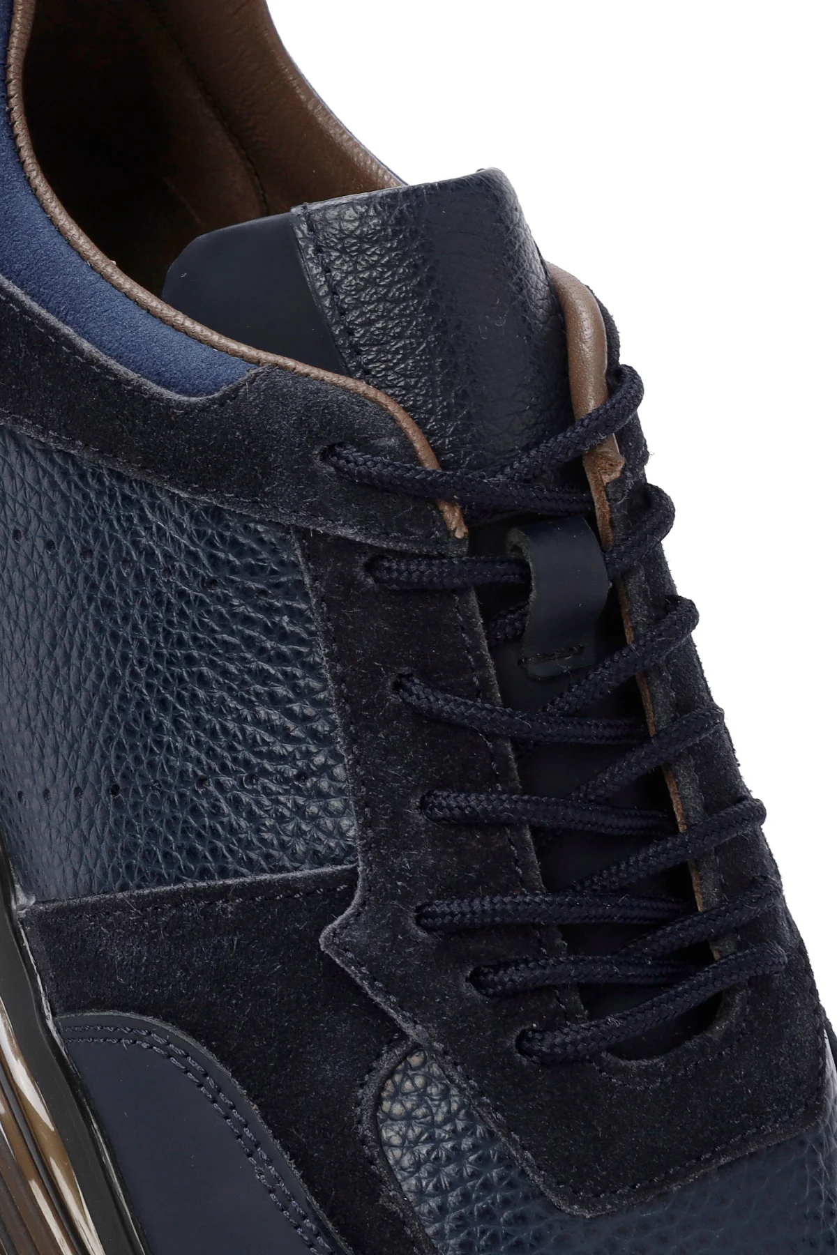 Erkek Lacivert Kalın Tabanlı Bağcıklı Deri Casual Sneaker - Image 10