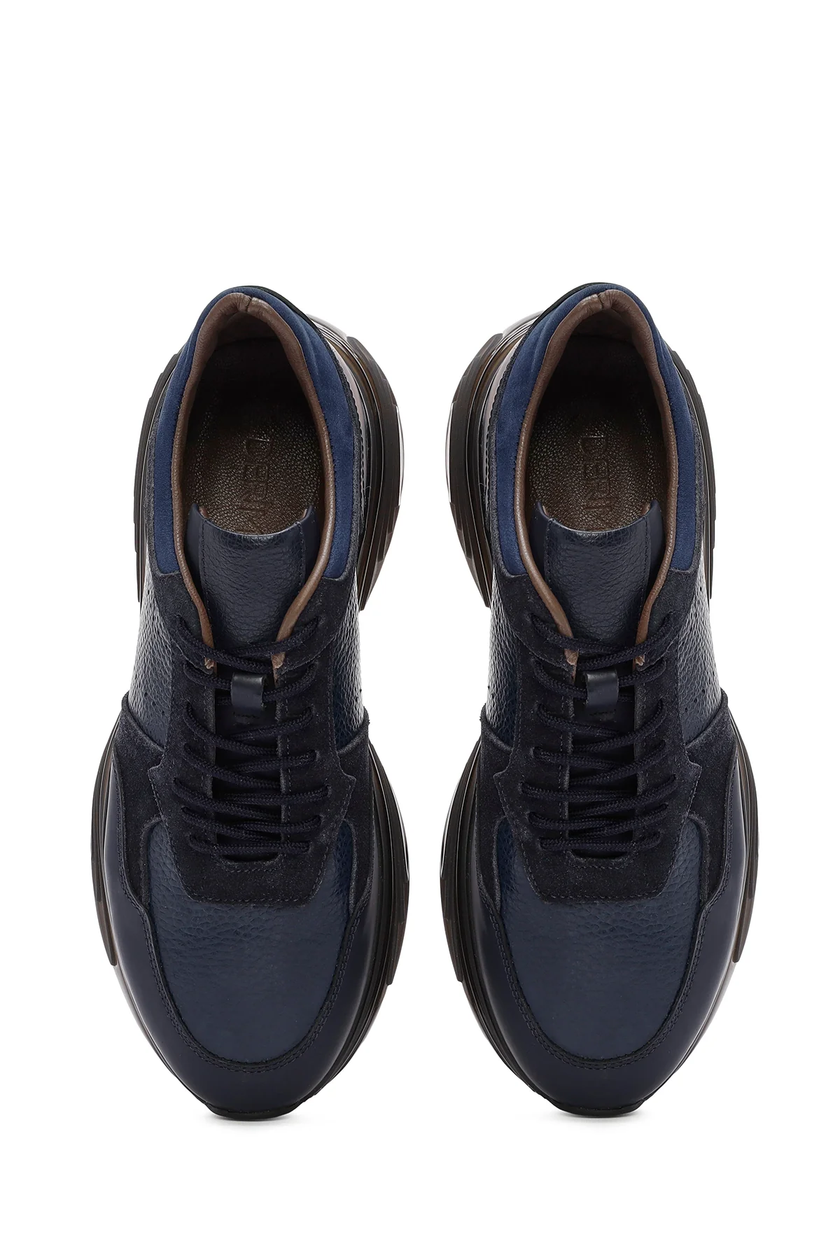 Erkek Lacivert Kalın Tabanlı Bağcıklı Deri Casual Sneaker - Image 7