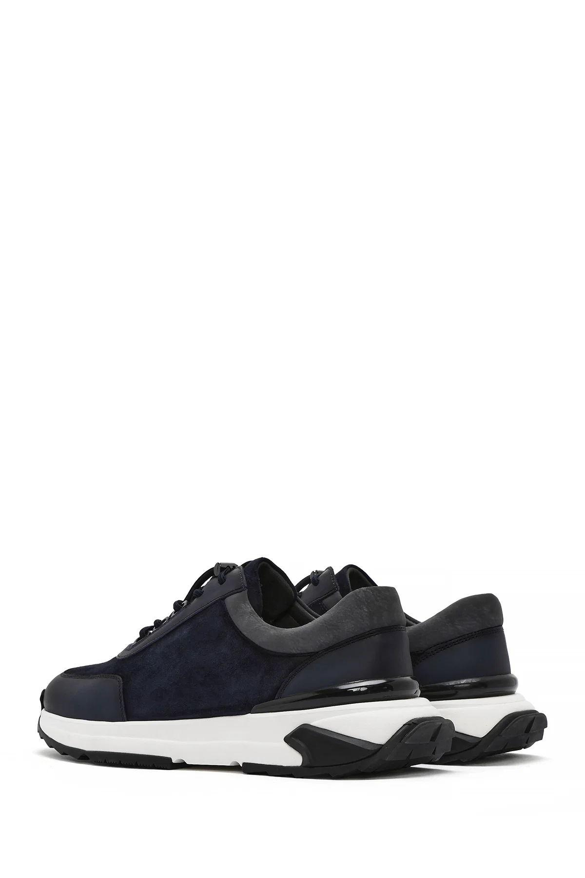 Erkek Lacivert Kalın Tabanlı Bağcıklı Süet Deri Sneaker - Image 5