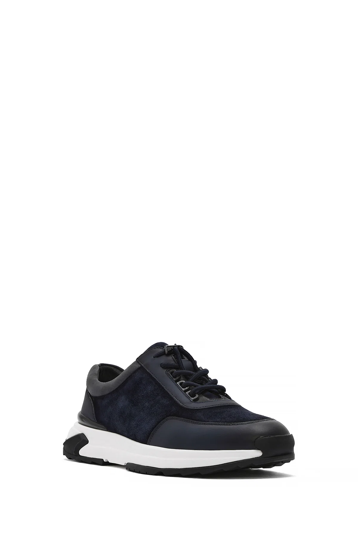 Erkek Lacivert Kalın Tabanlı Bağcıklı Süet Deri Sneaker - Image 6
