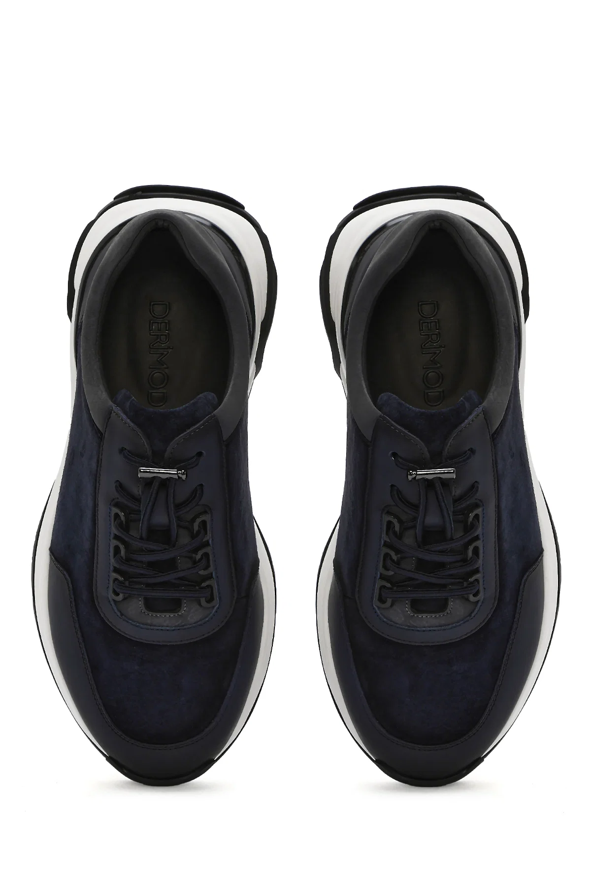 Erkek Lacivert Kalın Tabanlı Bağcıklı Süet Deri Sneaker - Image 7