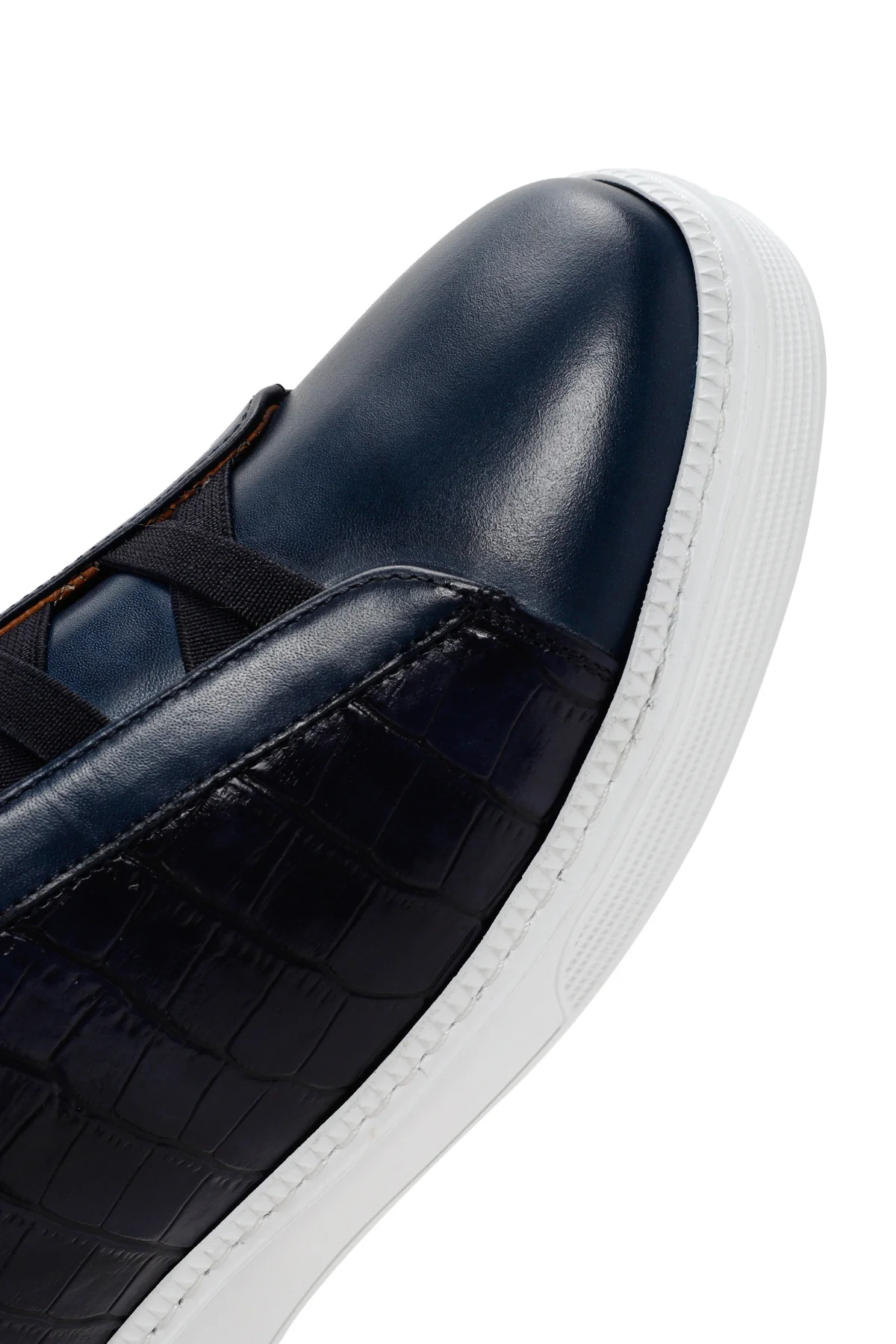 Erkek Lacivert Kroko Deri Sneaker - Image 9