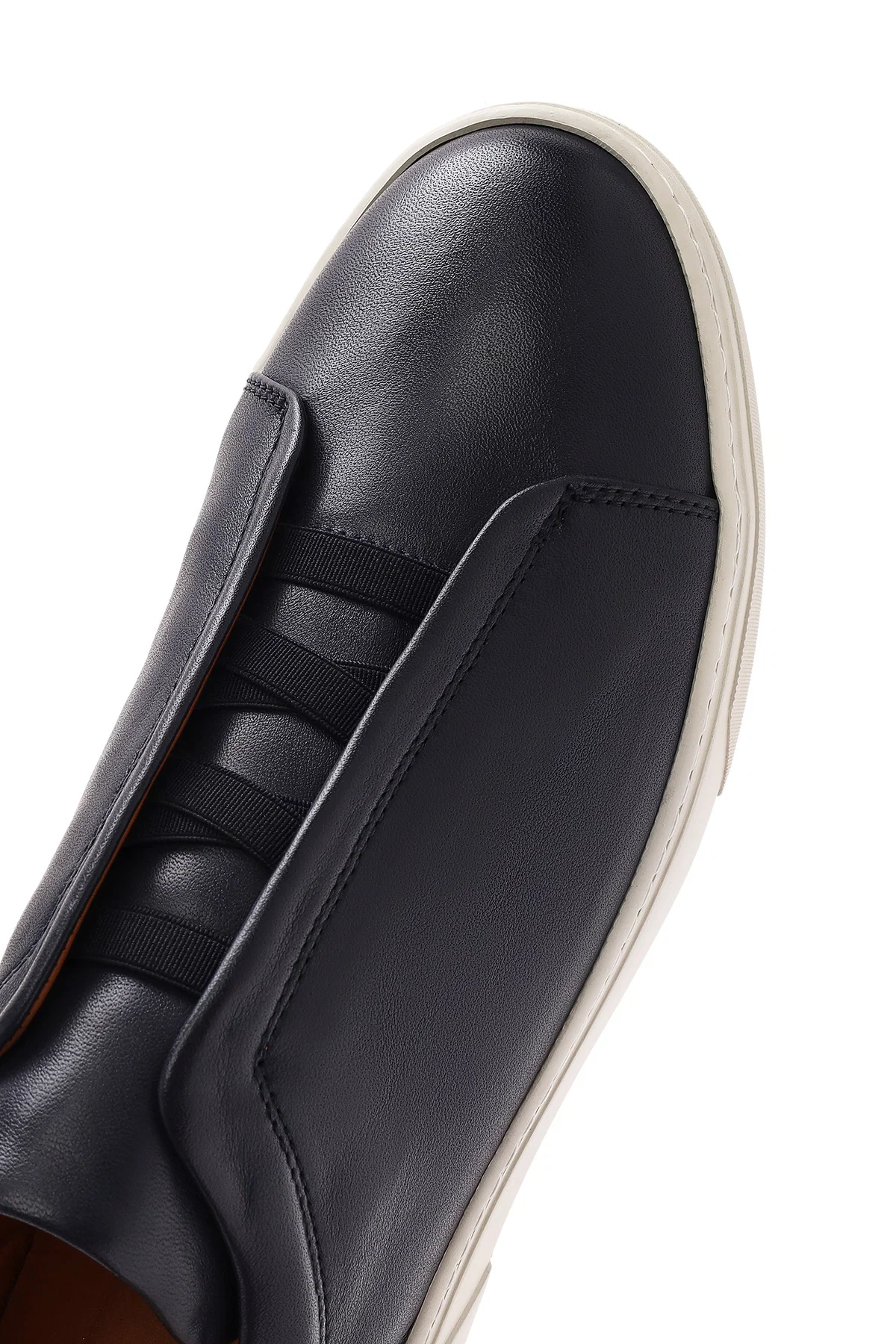Erkek Lacivert Lastikli Deri Sneaker - Image 9