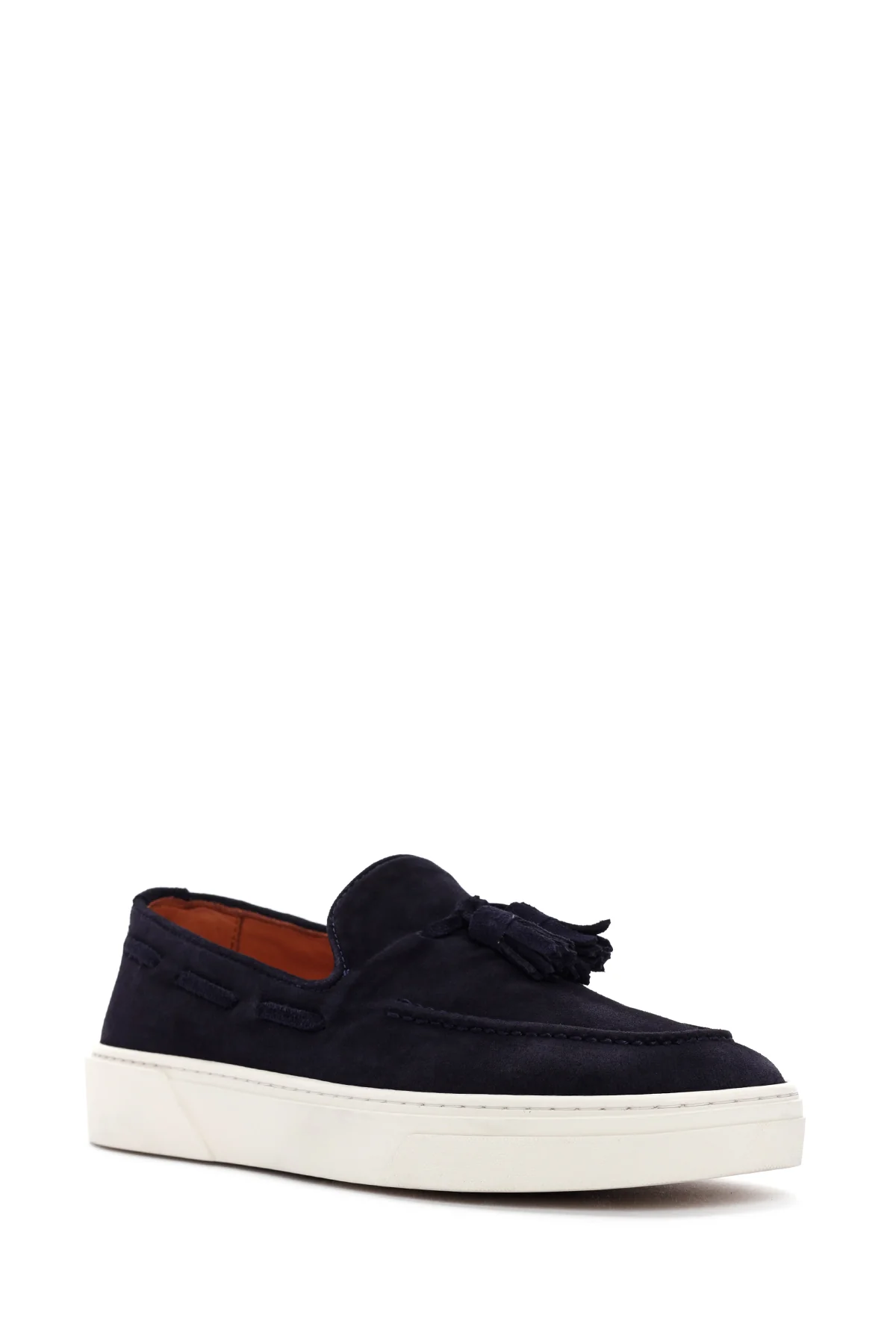 Erkek Lacivert Püsküllü Kalın Tabanlı Süet Deri Loafer - Image 7
