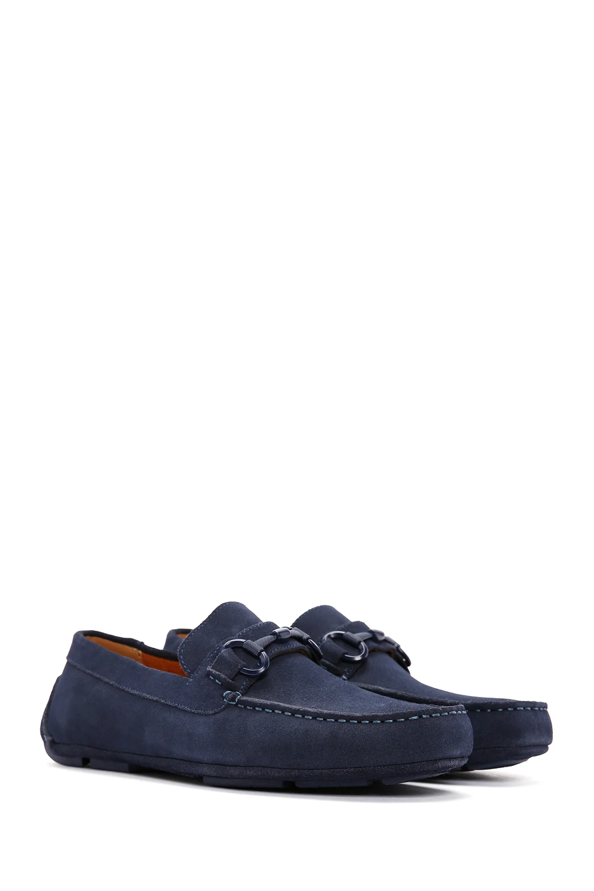Erkek Lacivert Süet Deri Casual Loafer - Image 3