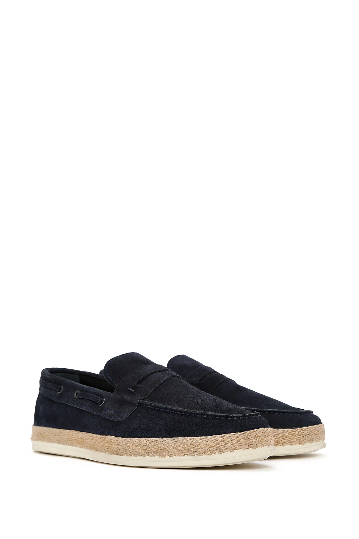 Erkek Lacivert Süet Deri Casual Loafer - Image 3