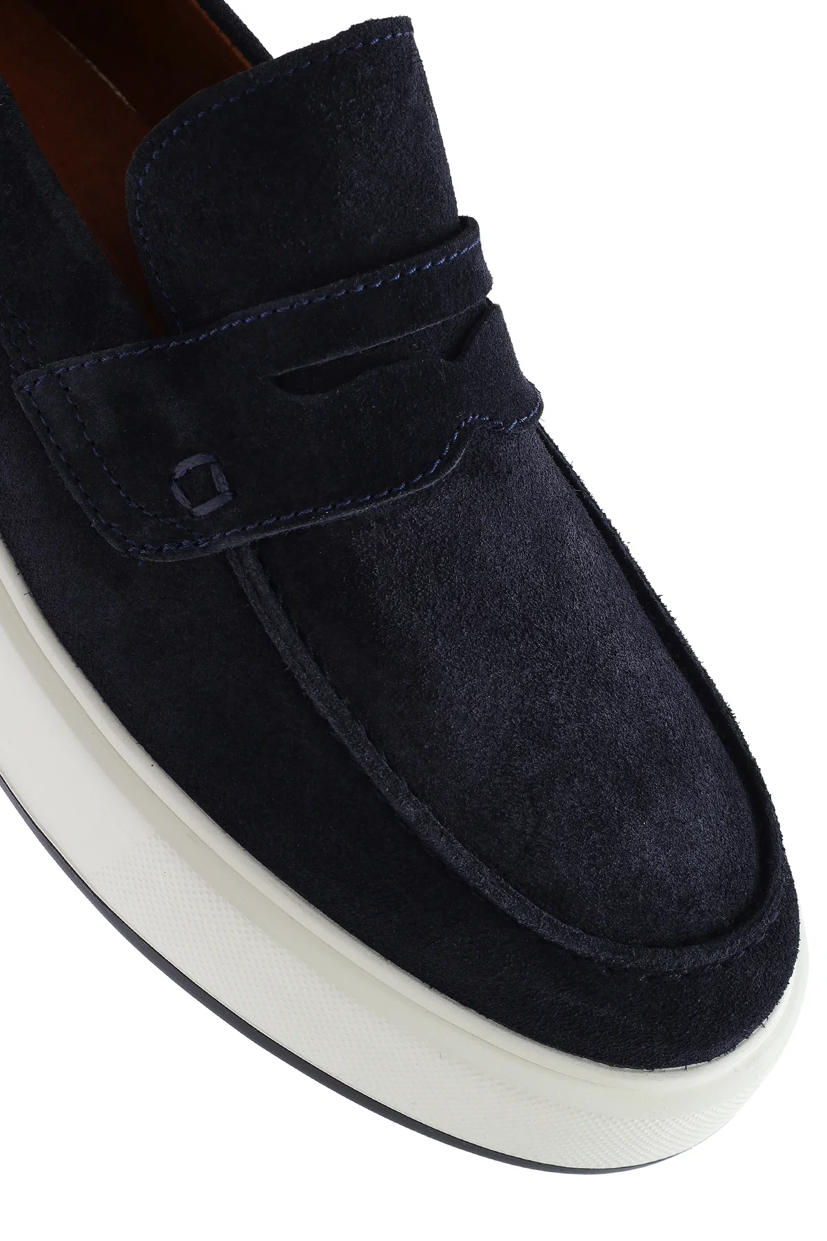 Erkek Lacivert Süet Deri Casual Loafer - Image 9
