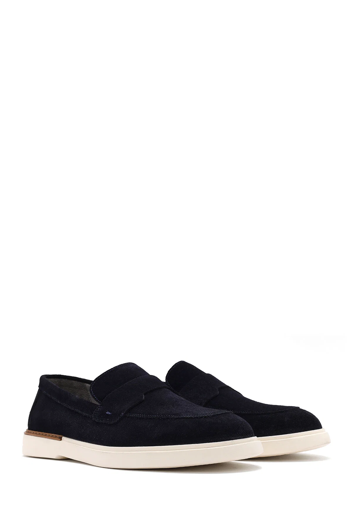 Erkek Lacivert Süet Deri Casual Loafer - Image 3