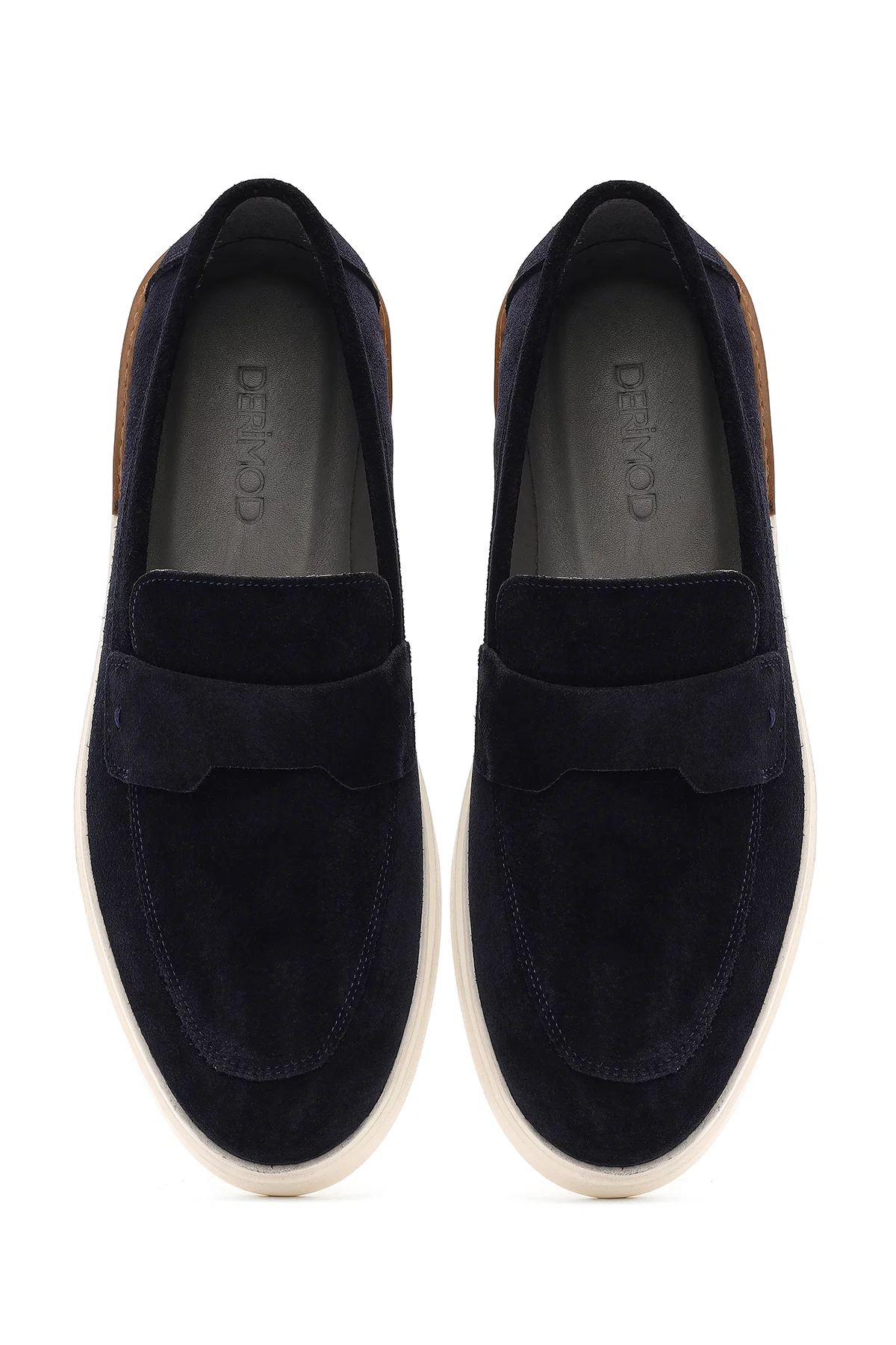 Erkek Lacivert Süet Deri Casual Loafer - Image 7