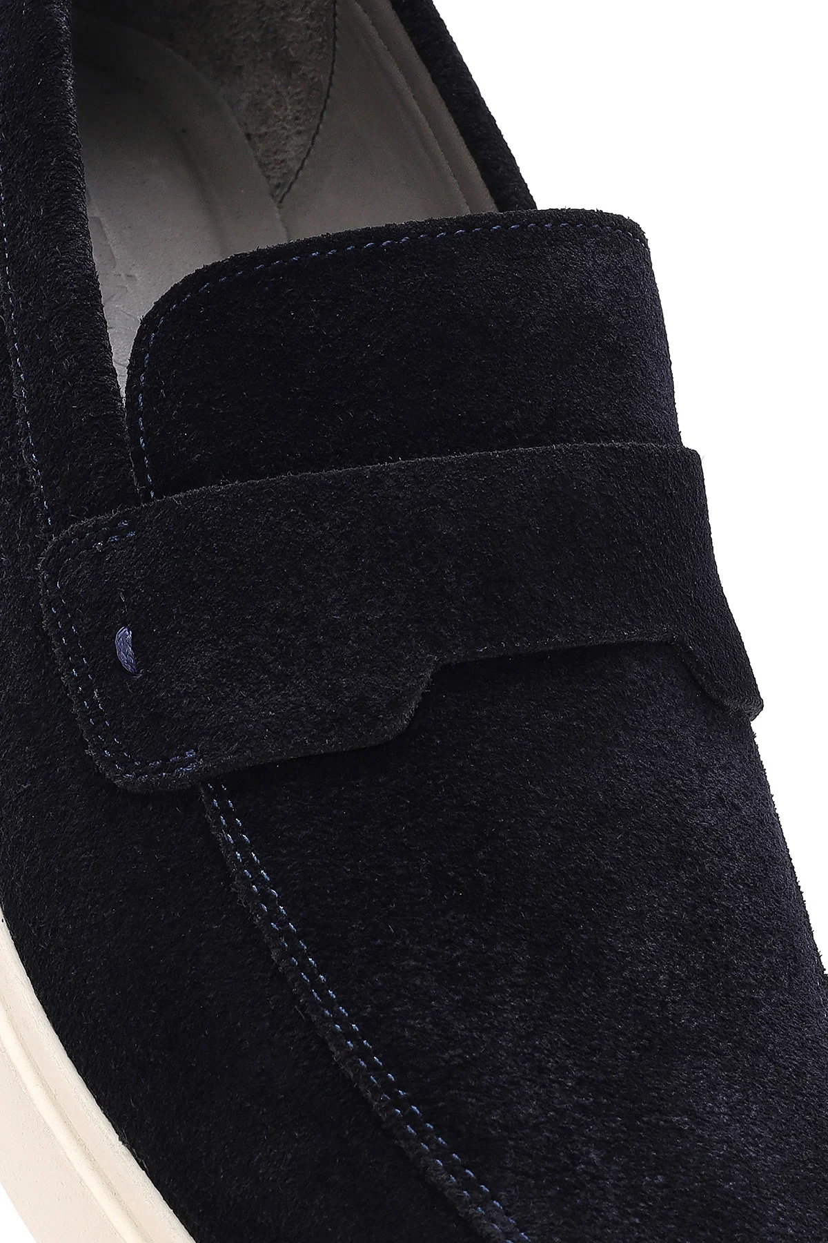 Erkek Lacivert Süet Deri Casual Loafer - Image 8
