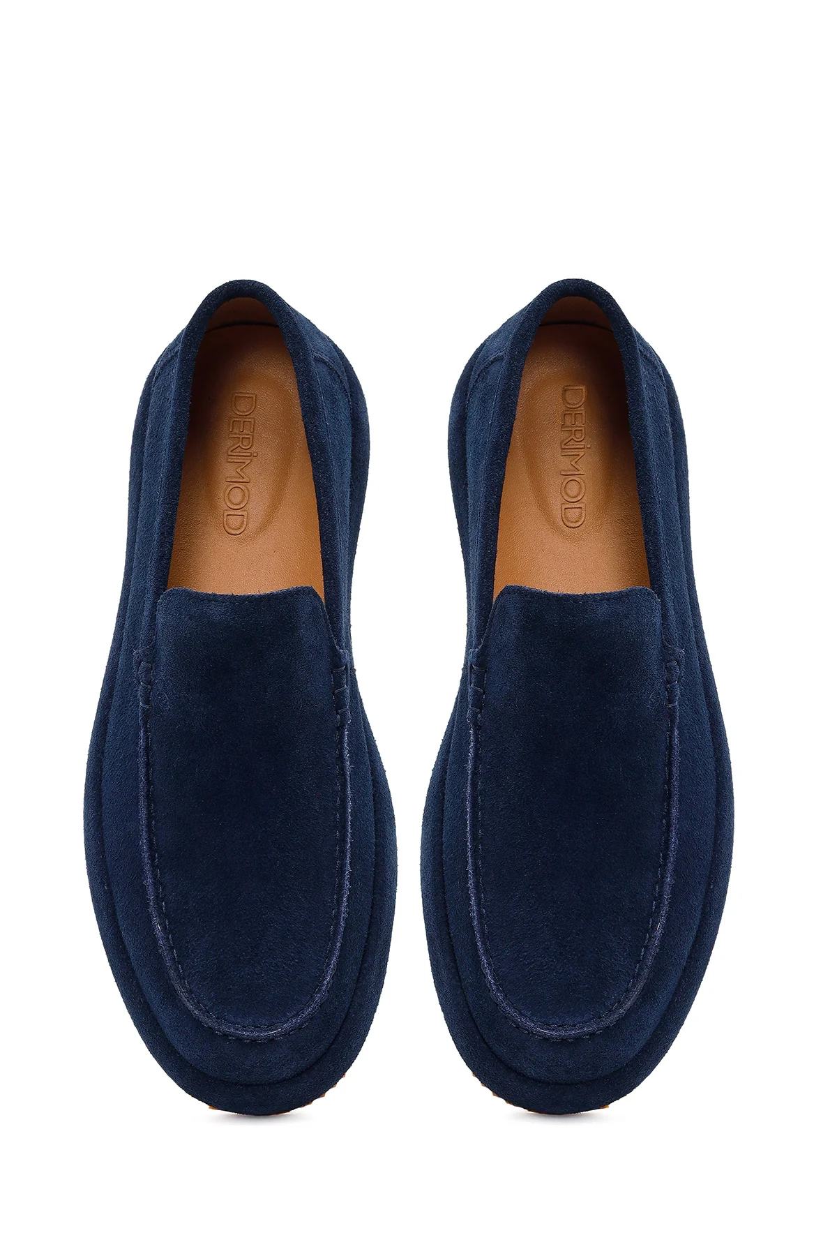 Erkek Lacivert Süet Deri Casual Loafer - Image 5