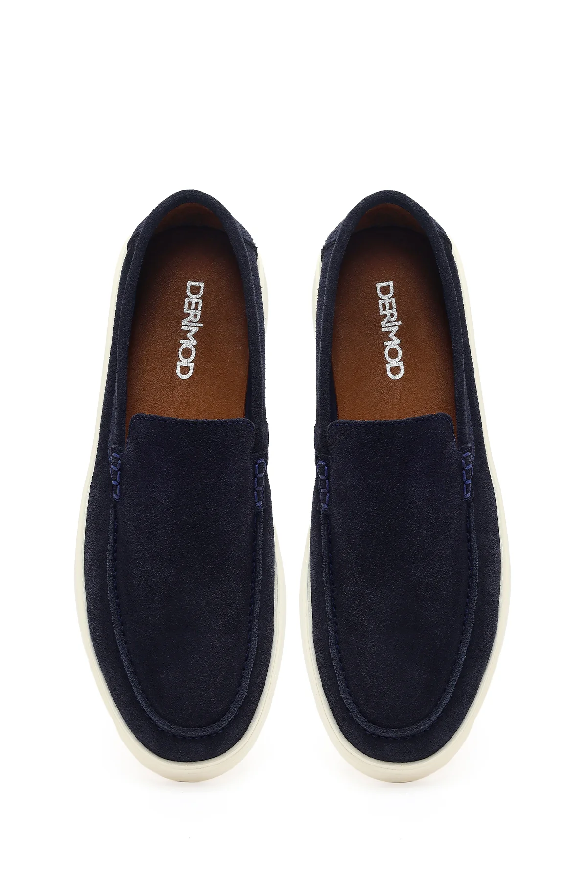 Erkek Lacivert Süet Deri Casual Loafer - Image 4