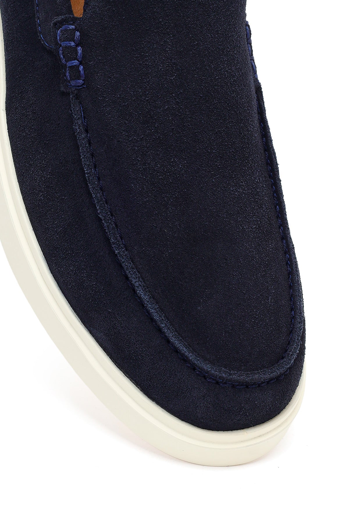 Erkek Lacivert Süet Deri Casual Loafer - Image 9