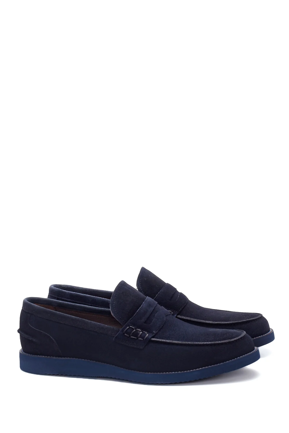 Erkek Lacivert Süet Deri Loafer - Image 3