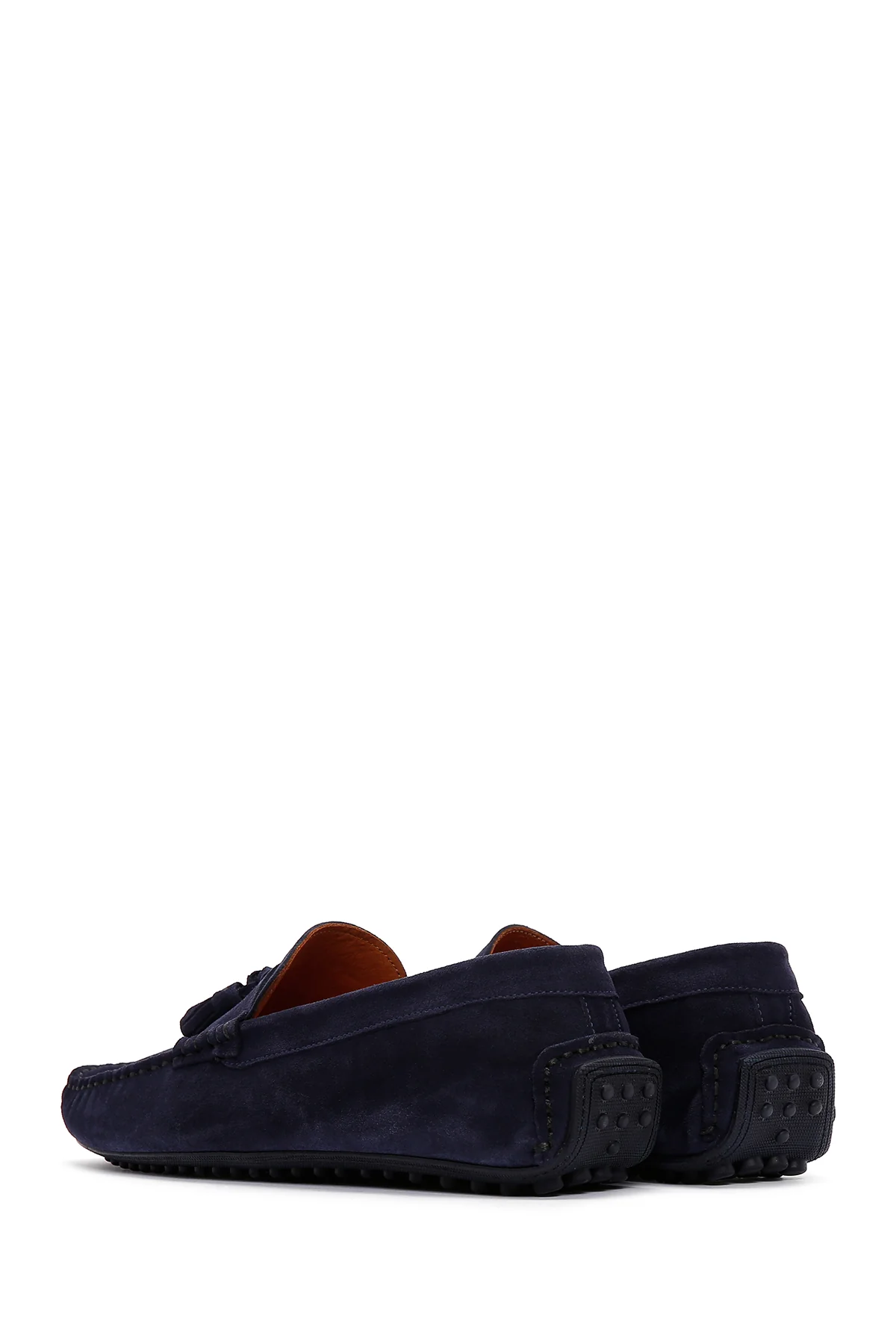 Erkek Lacivert Süet Deri Püsküllü Loafer - Image 5
