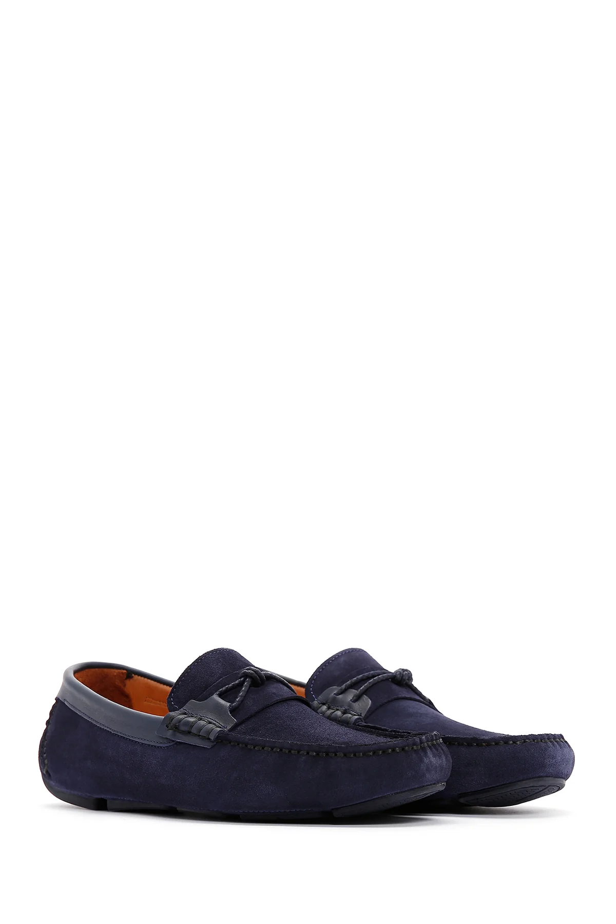 Erkek Lacivert Süet Deri Spor Loafer - Image 3