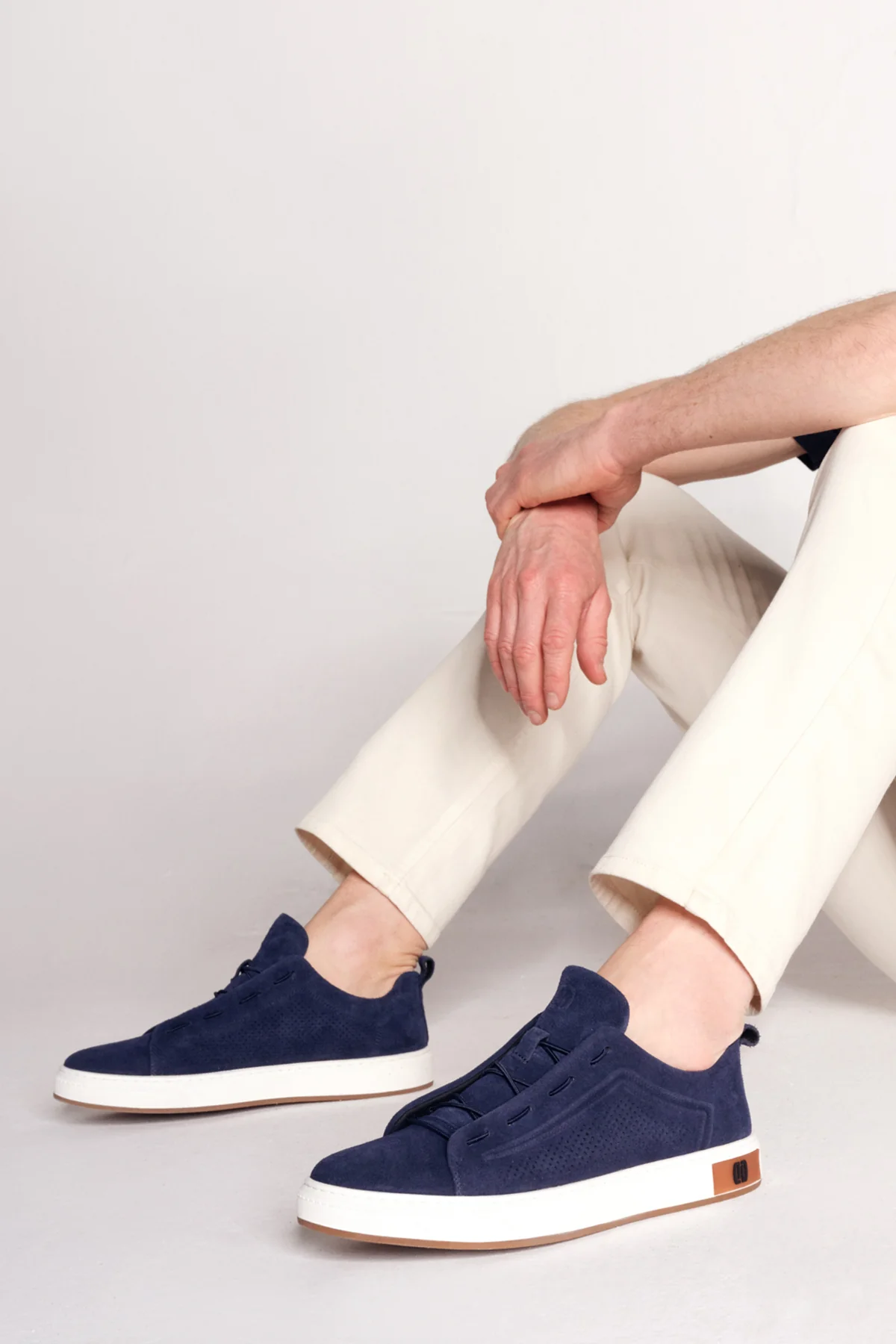 Erkek Mavi Bağcıklı Süet Deri Sneaker - Image 2