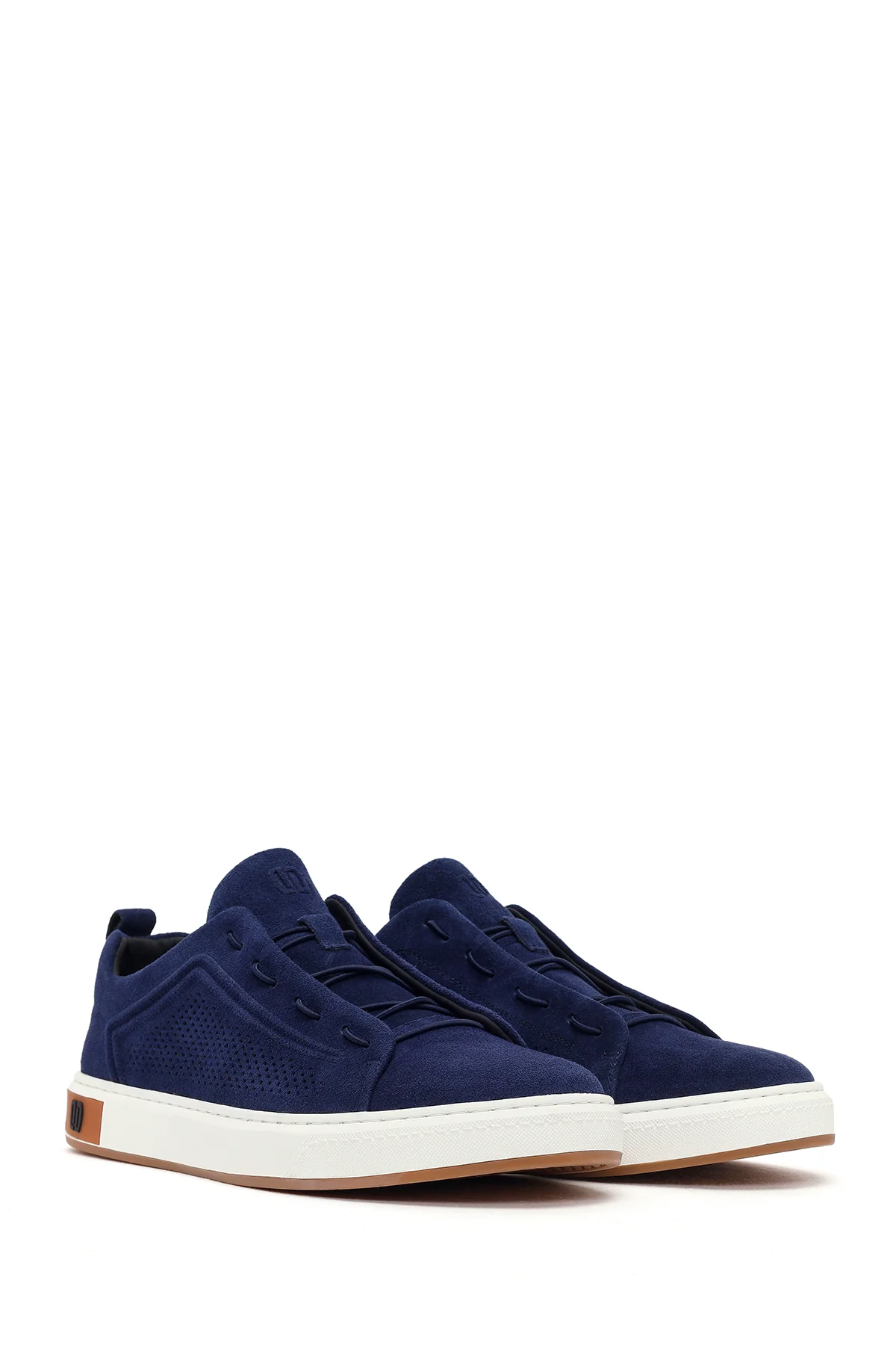 Erkek Mavi Bağcıklı Süet Deri Sneaker - Image 3