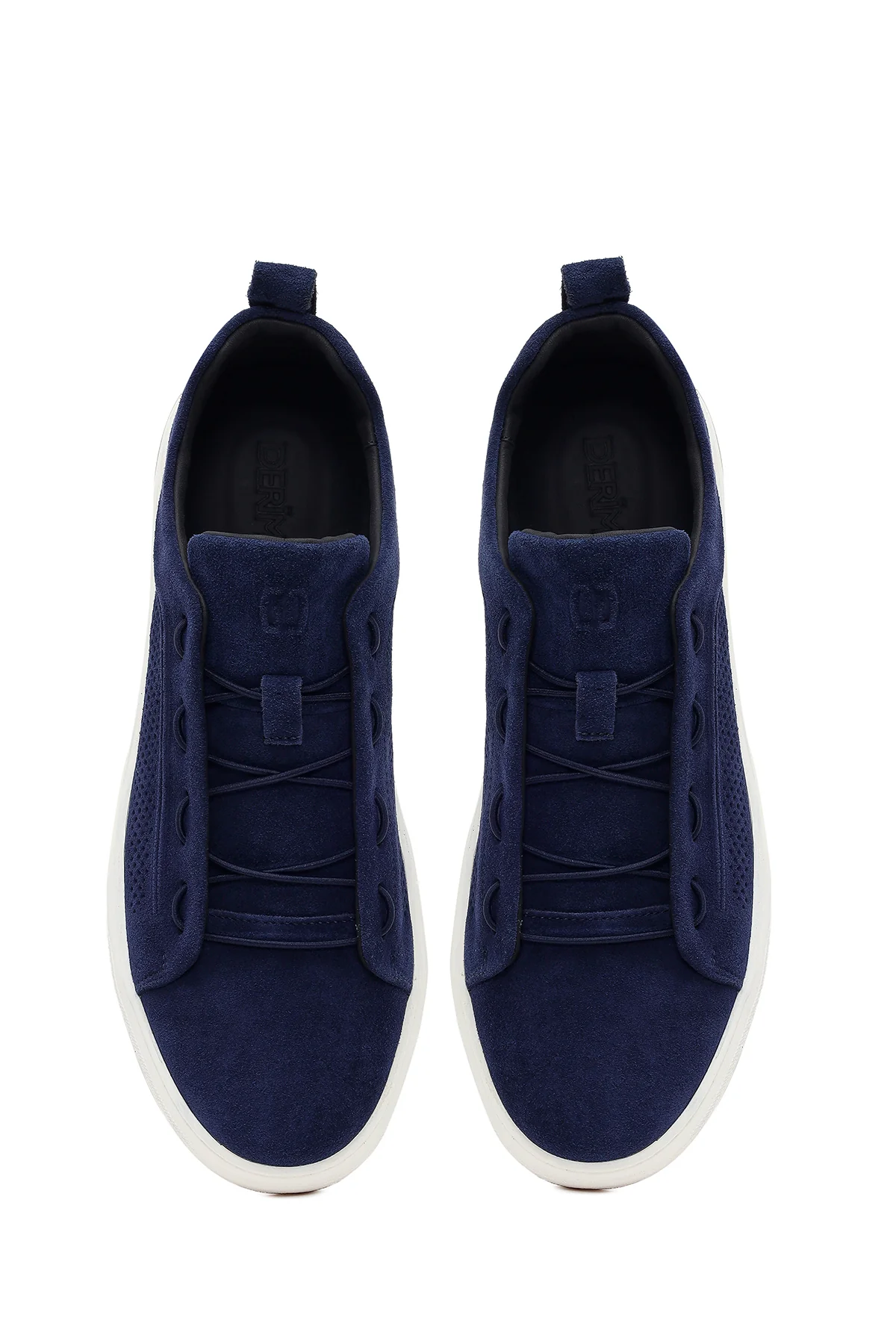 Erkek Mavi Bağcıklı Süet Deri Sneaker - Image 5