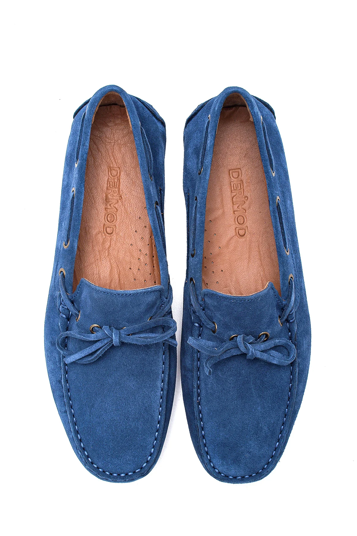 Erkek Mavi Süet Deri Casual Loafer - Image 7