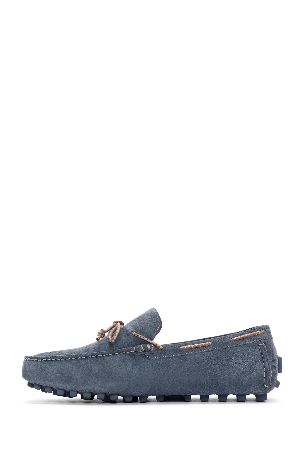 Erkek Mavi Süet Deri Casual Loafer - Image 4