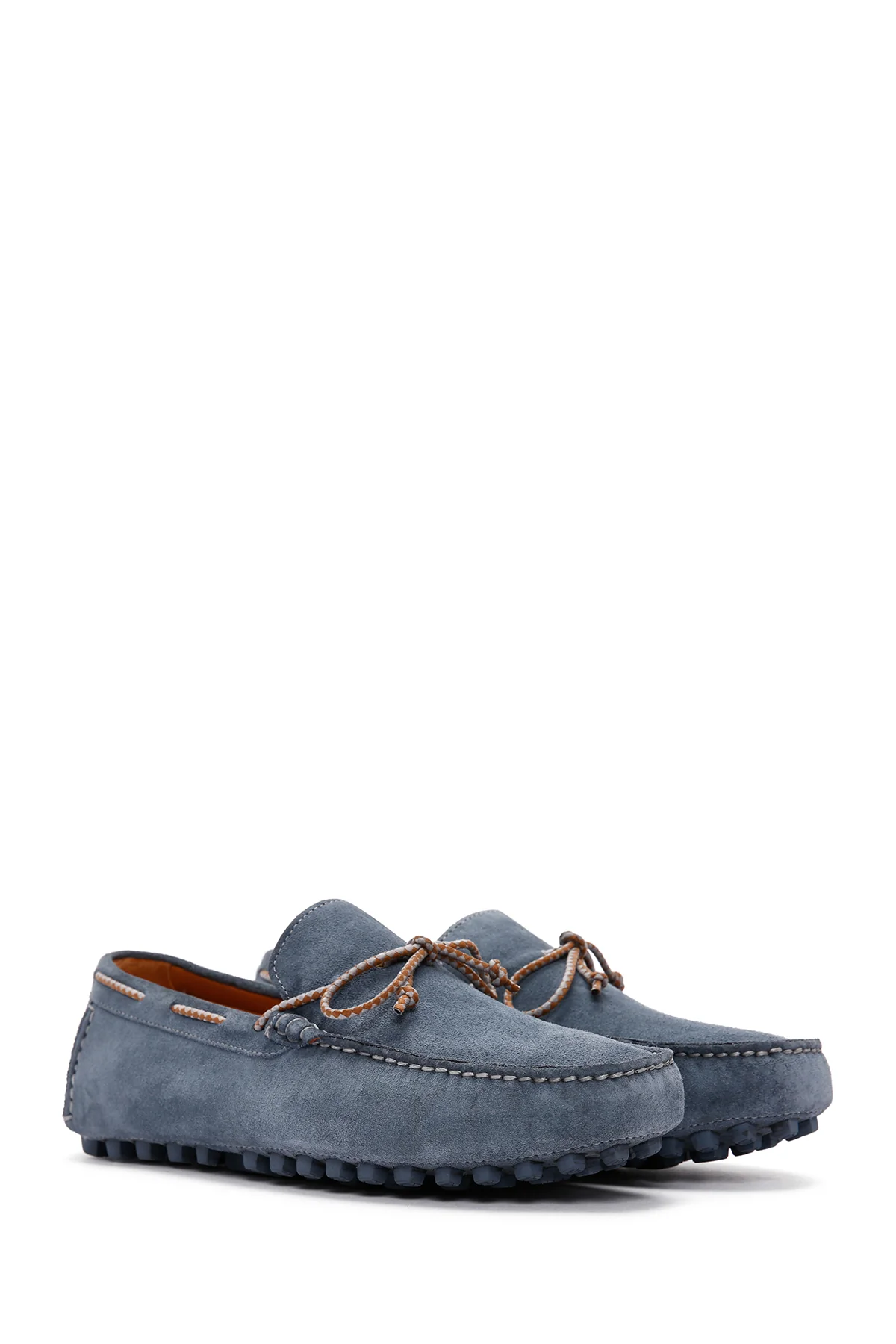 Erkek Mavi Süet Deri Casual Loafer - Image 5
