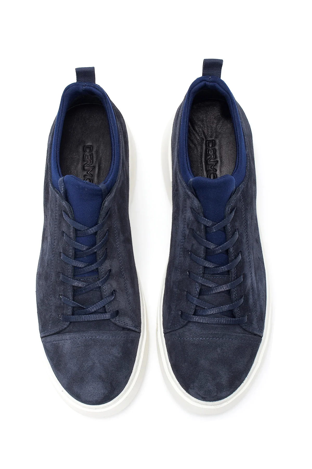 Erkek Mavi Süet Deri Sneaker - Image 6
