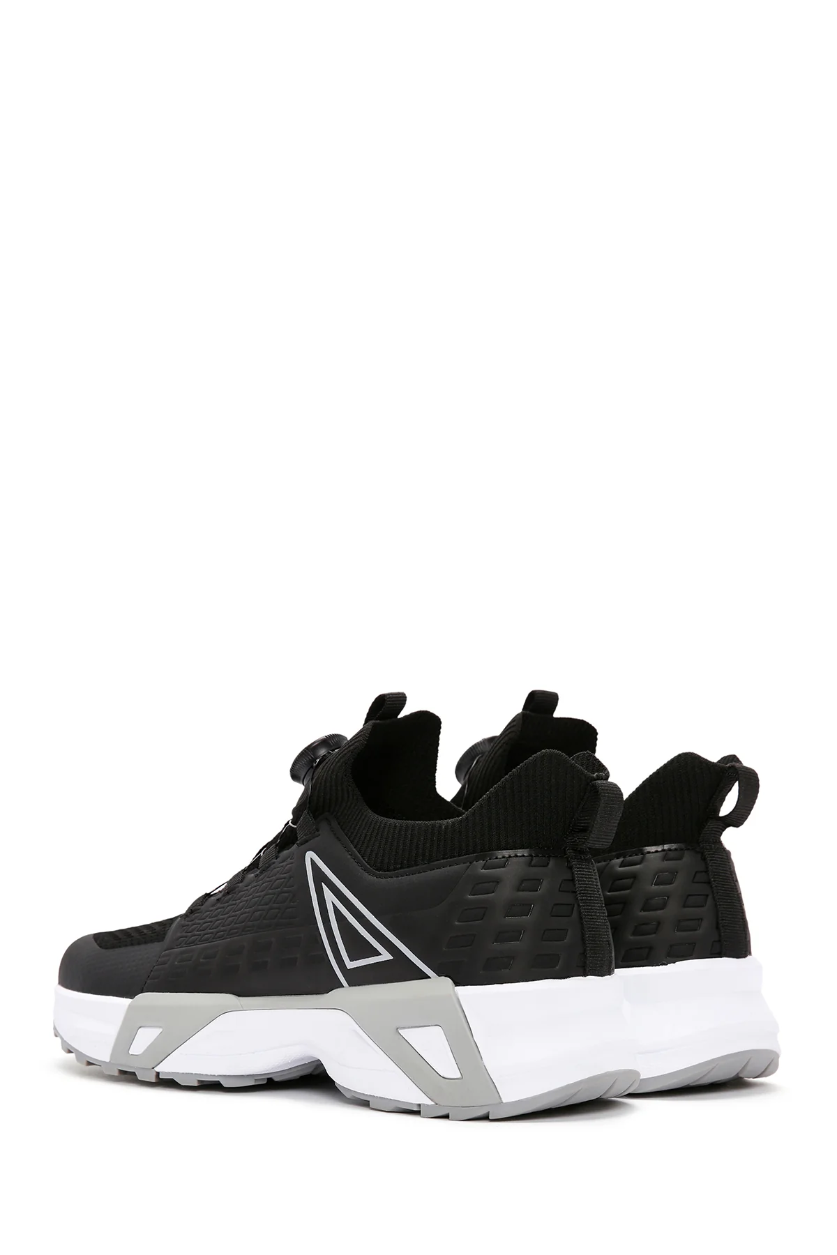 Erkek Siyah Bağcık Mekanizmalı Kalın Tabanlı Deri Sneaker - Image 5