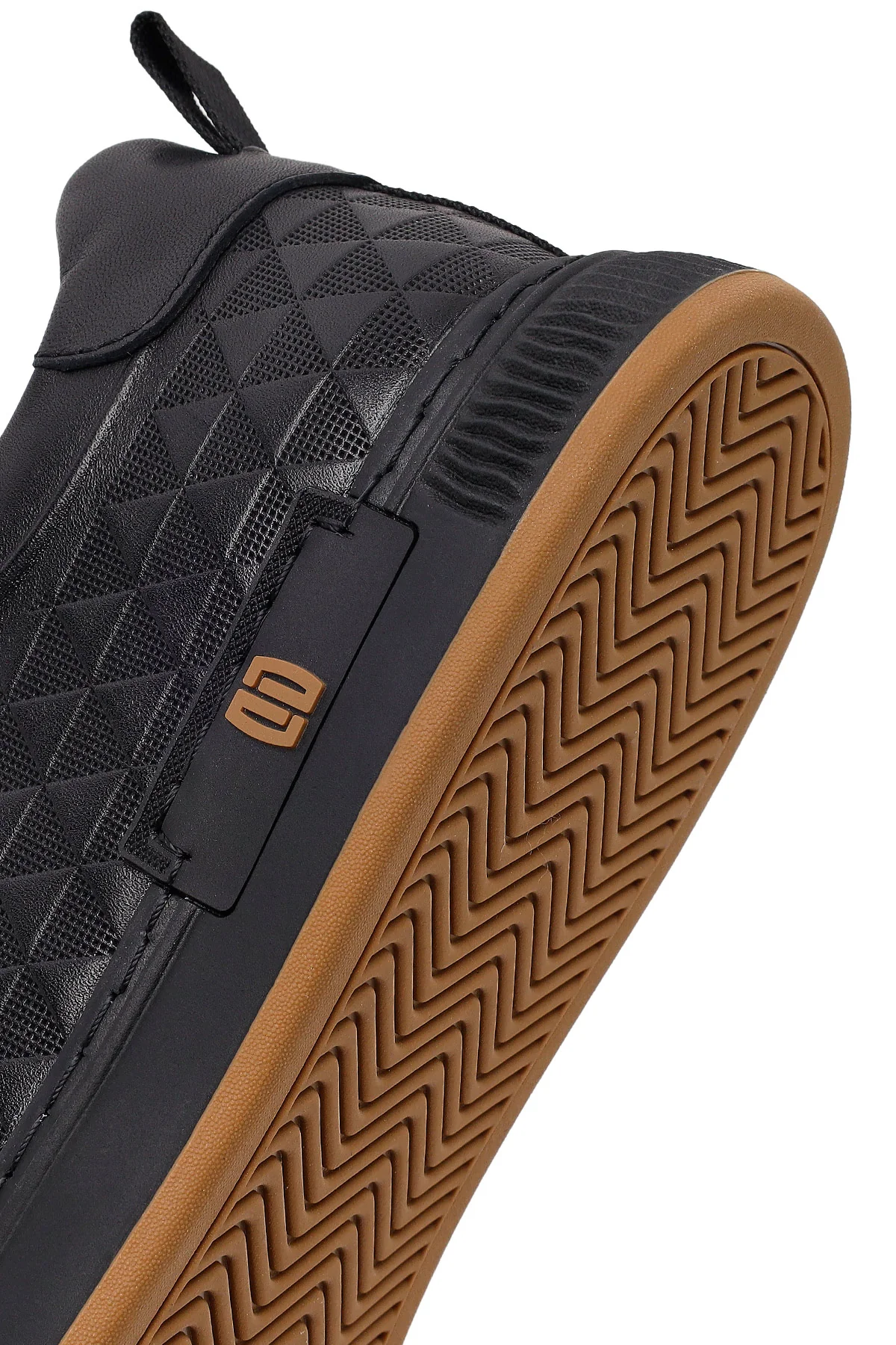 Erkek Siyah Bağcıklı Baskılı Deri Sneaker - Image 8