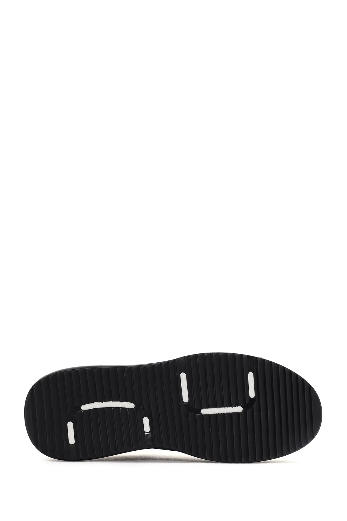 Erkek Siyah Bağcıklı Delikli Deri Sneaker - Image 4