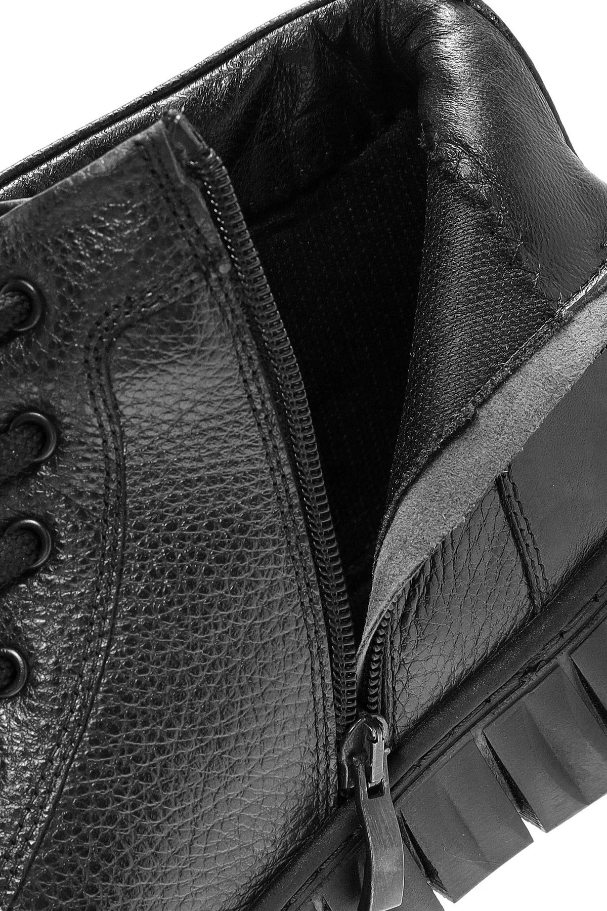 Erkek Siyah Bağcıklı Deri Bilekli Sneaker - Image 11