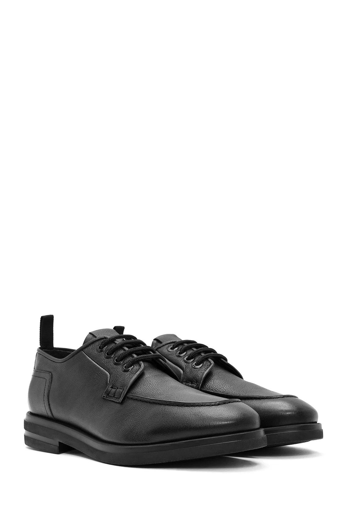 Erkek Siyah Bağcıklı Deri Casual Ayakkabı - Image 3