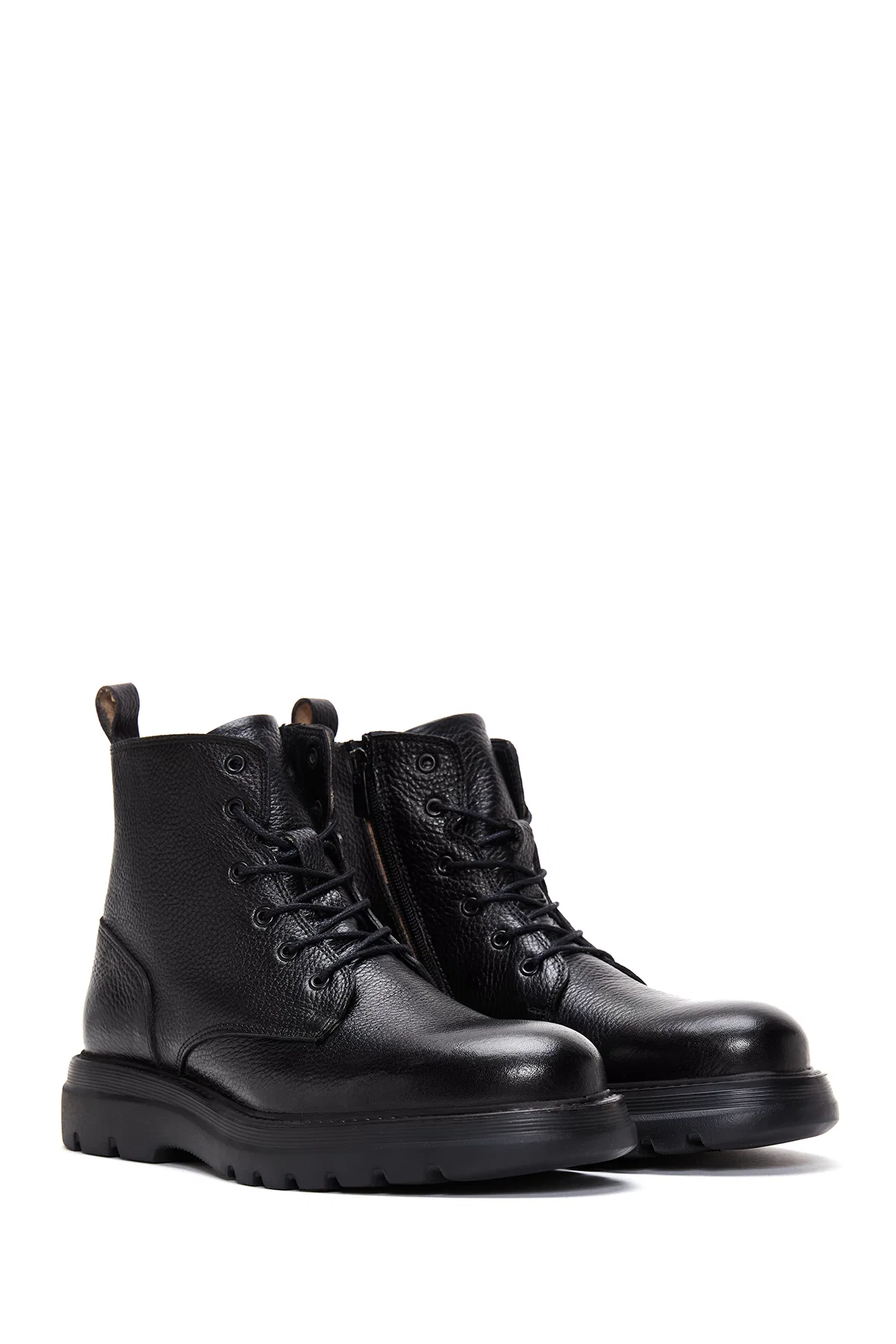 Erkek Siyah Bağcıklı Deri Casual Bot - Image 4