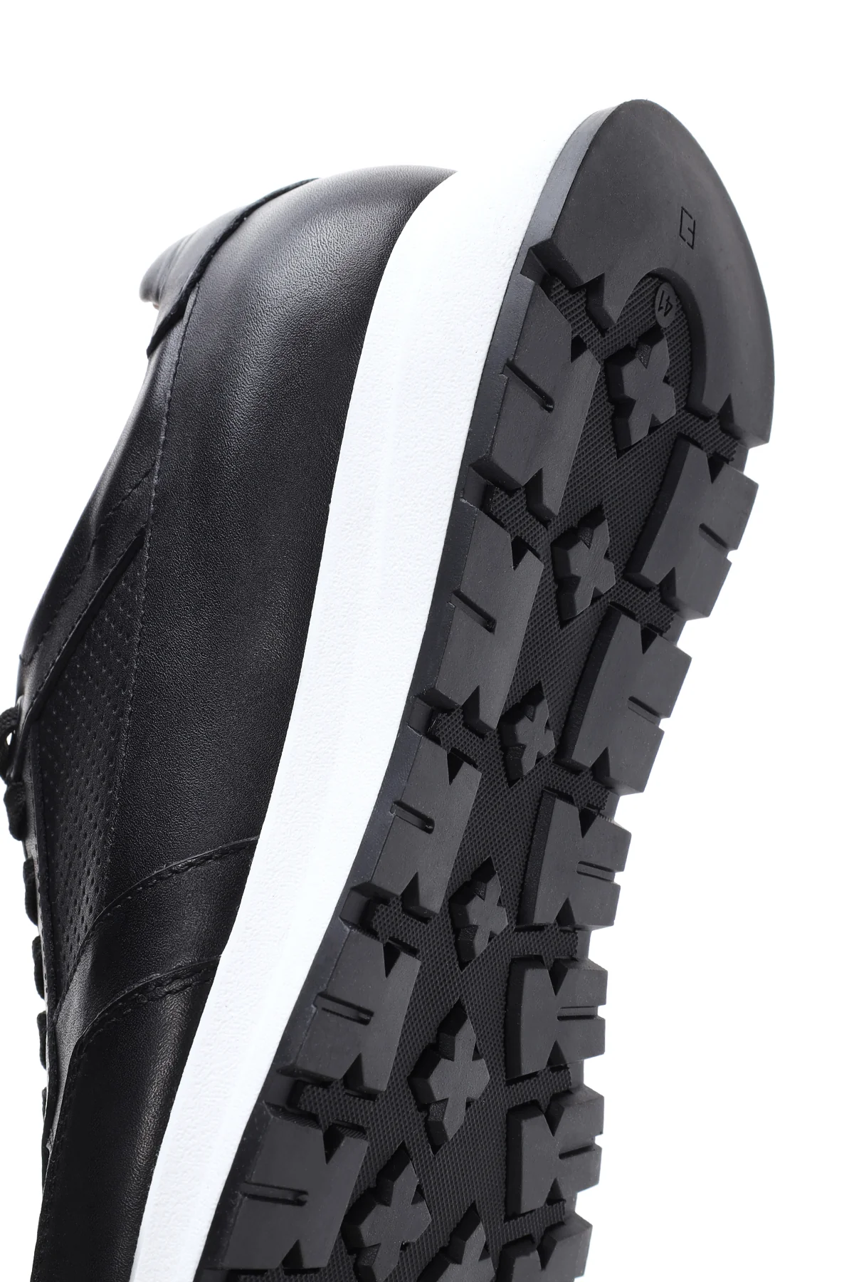 Erkek Siyah Bağcıklı Deri Casual Sneaker - Image 8
