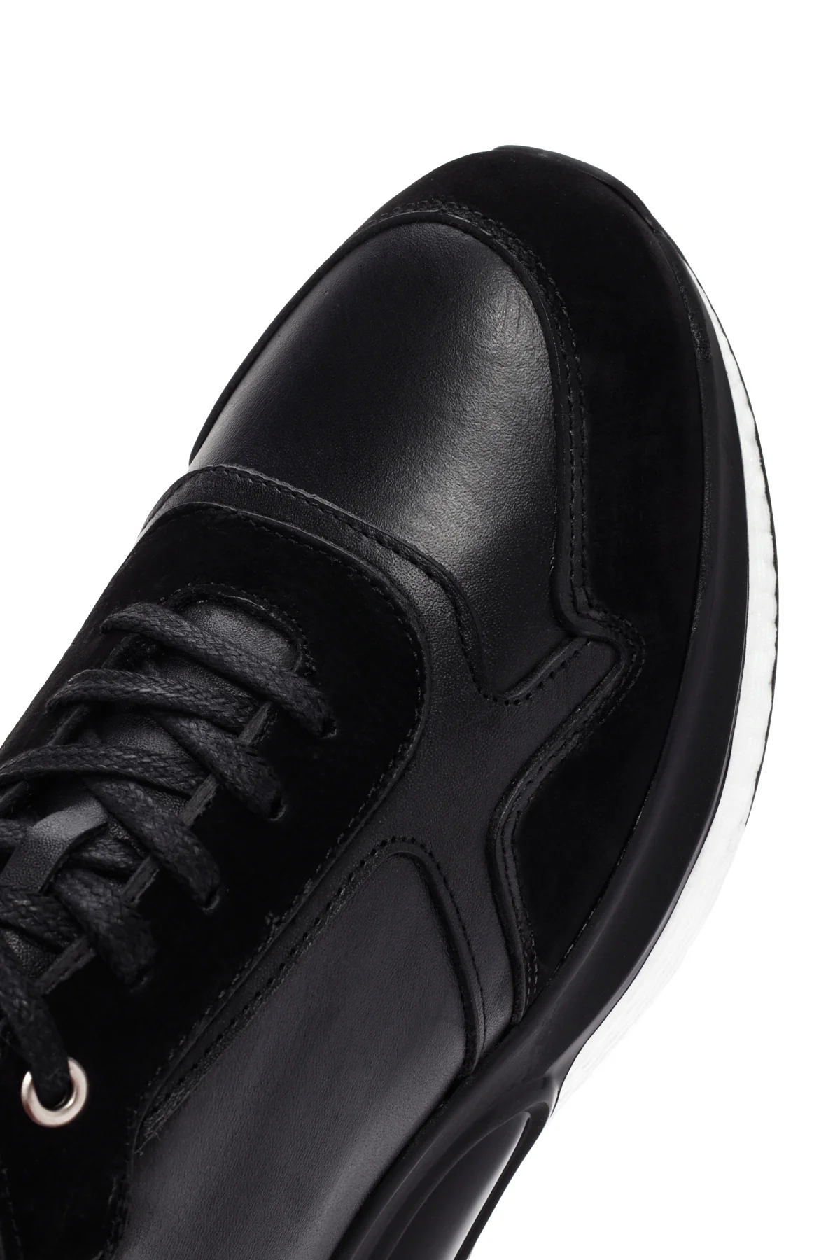Erkek Siyah Bağcıklı Deri Casual Sneaker - Image 10