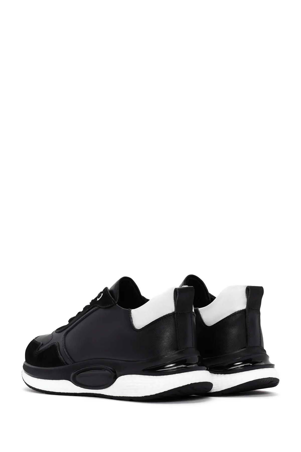 Erkek Siyah Bağcıklı Deri Casual Sneaker - Image 5