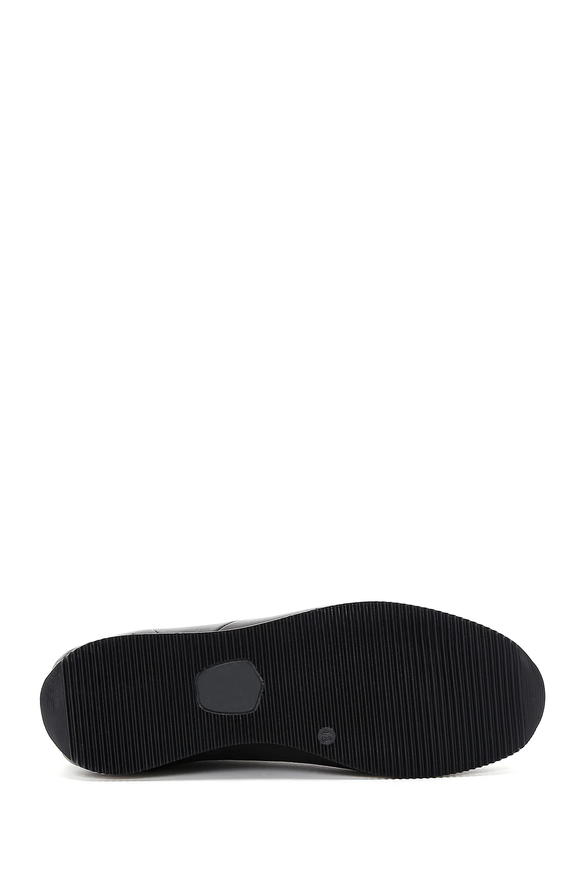 Erkek Siyah Bağcıklı Deri Casual Sneaker - Image 4