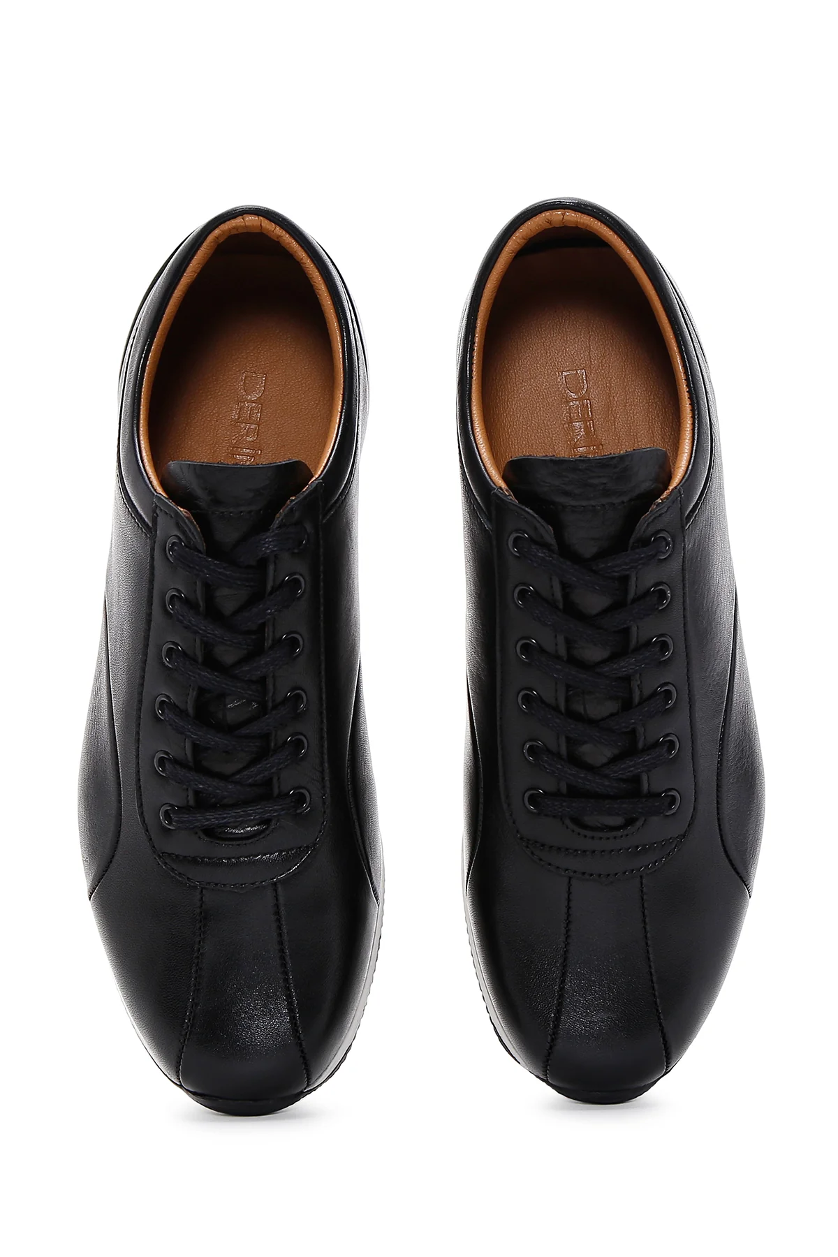 Erkek Siyah Bağcıklı Deri Casual Sneaker - Image 6