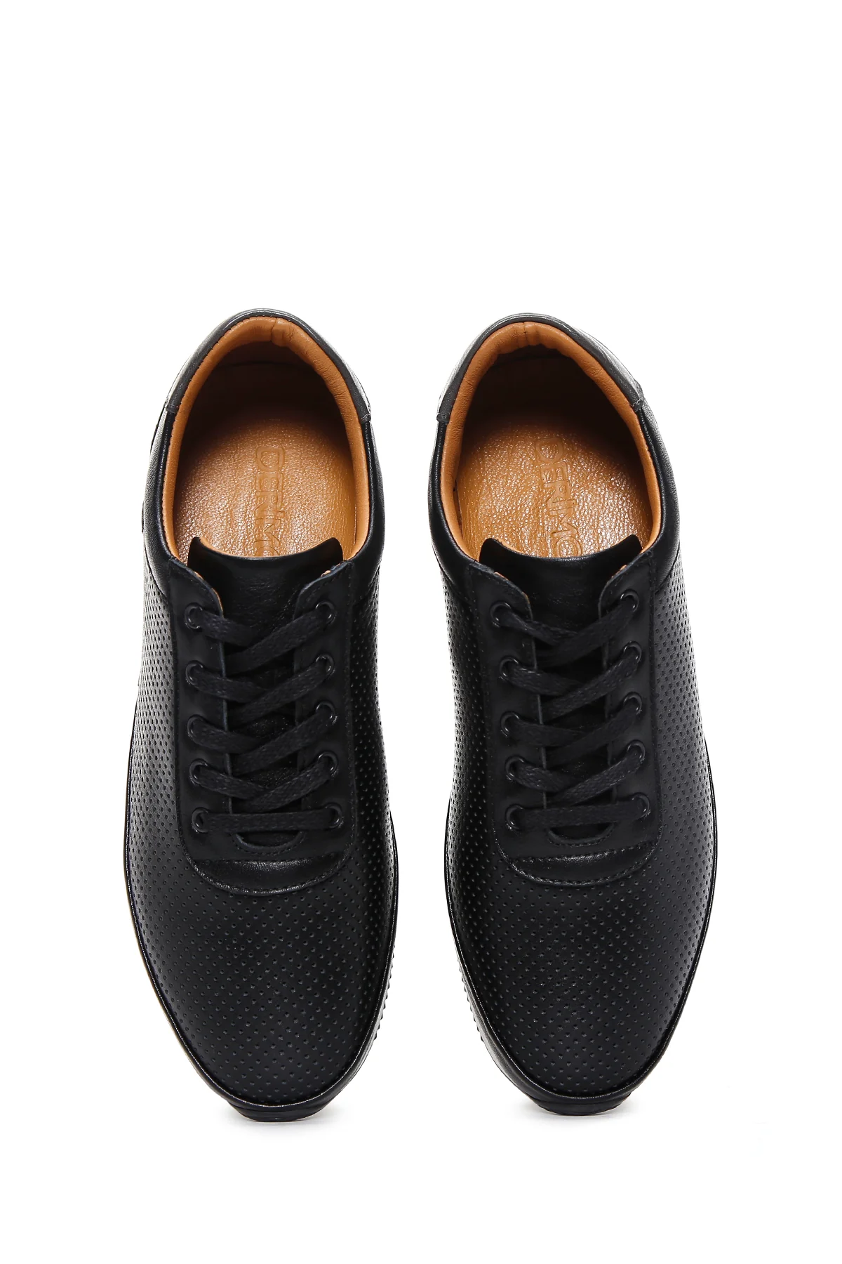 Erkek Siyah Bağcıklı Deri Casual Sneaker - Image 6
