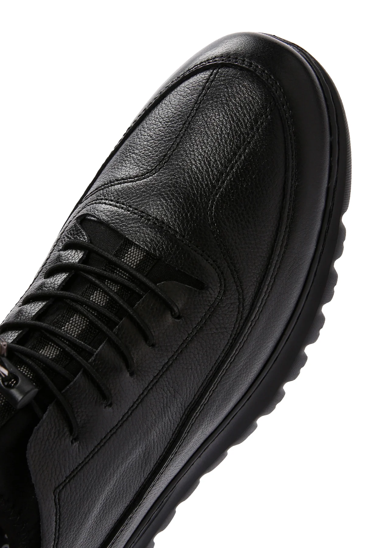 Erkek Siyah Bağcıklı Deri Casual Sneaker - Image 10