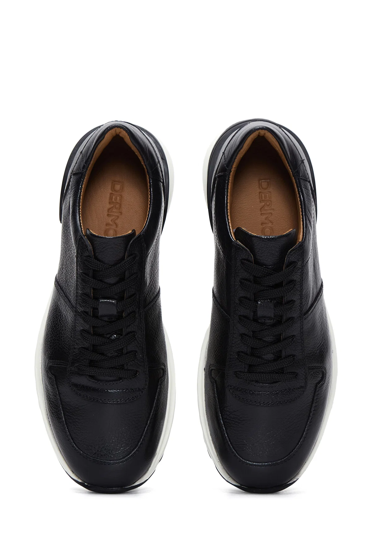Erkek Siyah Bağcıklı Deri Casual Sneaker - Image 6
