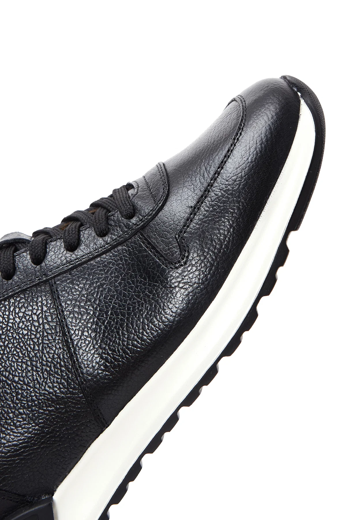 Erkek Siyah Bağcıklı Deri Casual Sneaker - Image 7