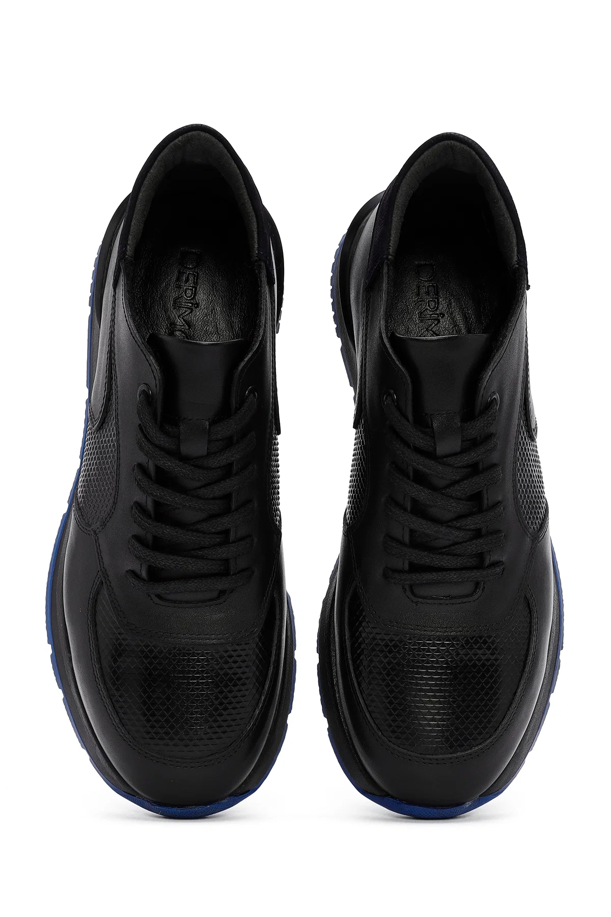 Erkek Siyah Bağcıklı Deri Casual Sneaker - Image 7