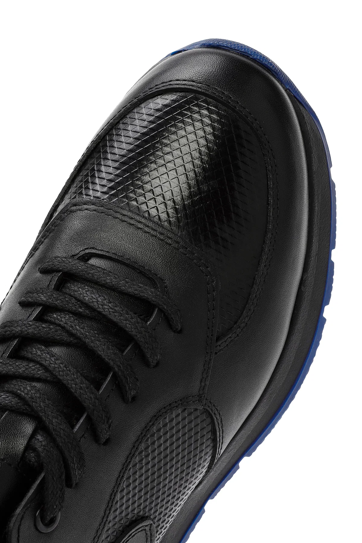 Erkek Siyah Bağcıklı Deri Casual Sneaker - Image 9